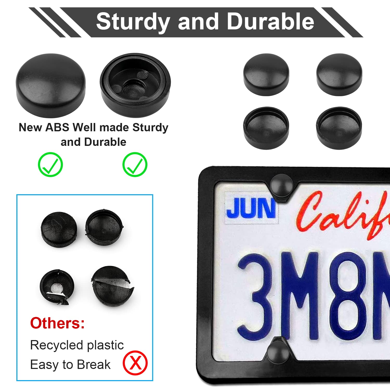 License Plate Screws Kits, Stainless Steel Anti Theft Mounting Hardware For Car Tag Plate Frames Covers, M6 (1/4'') Tamper Proof