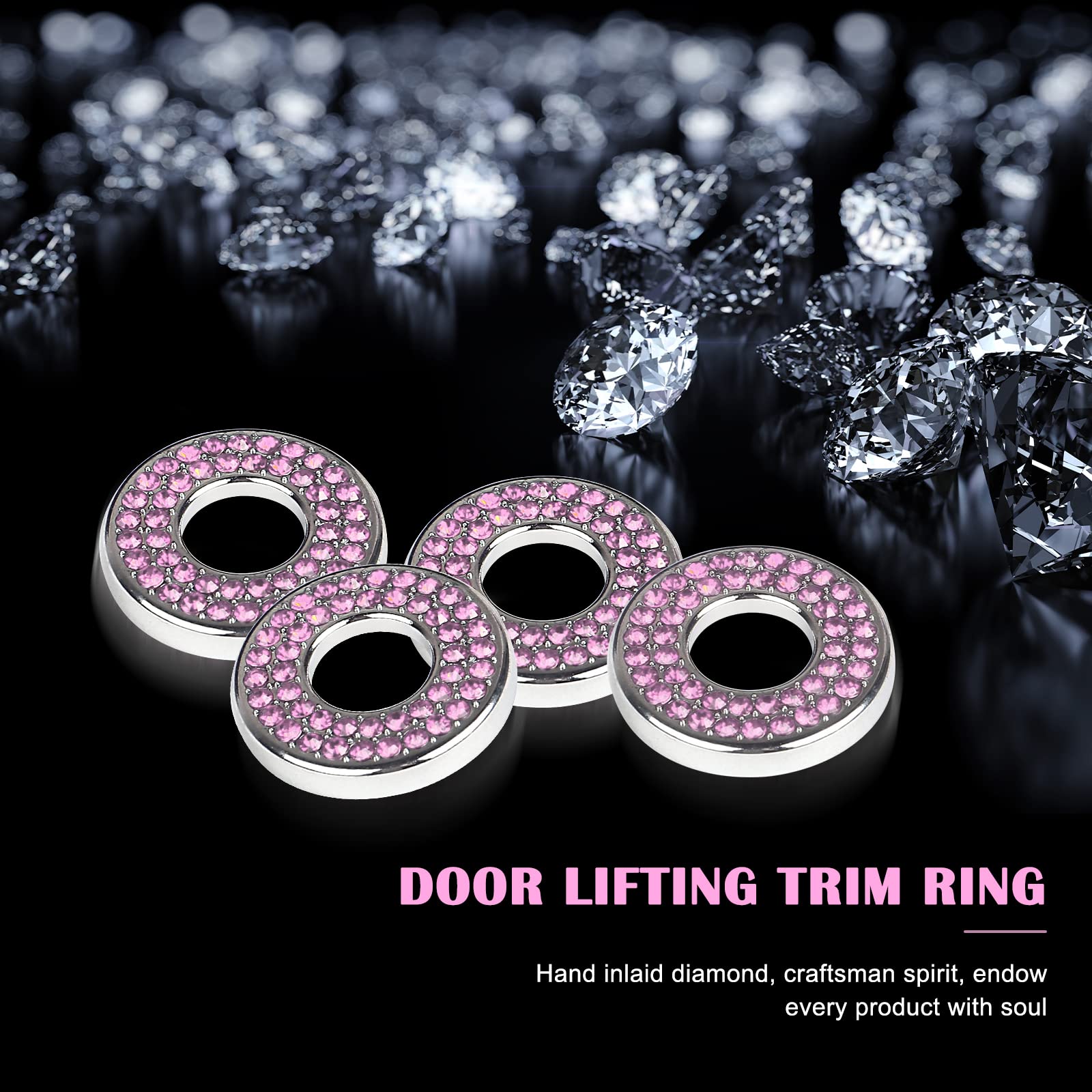 Sodcay 4 Pack Bling Car Inner Door Lock Covers, Rhinestones Pull Rod Bolt Decoration Stickers, Bling Car Accessories For Women,