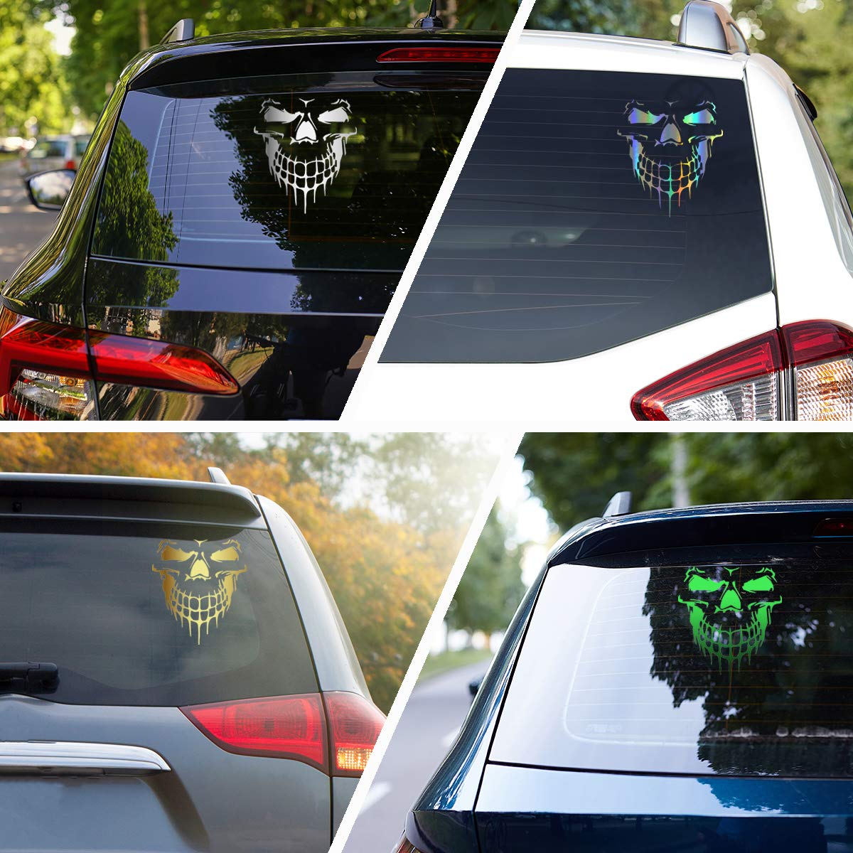 Hungmieh Skull Stickers And Decals For Car Windows Doors And Trucks, 3D Skull Decals And Signs For Car Styling, Laser Skull Bump