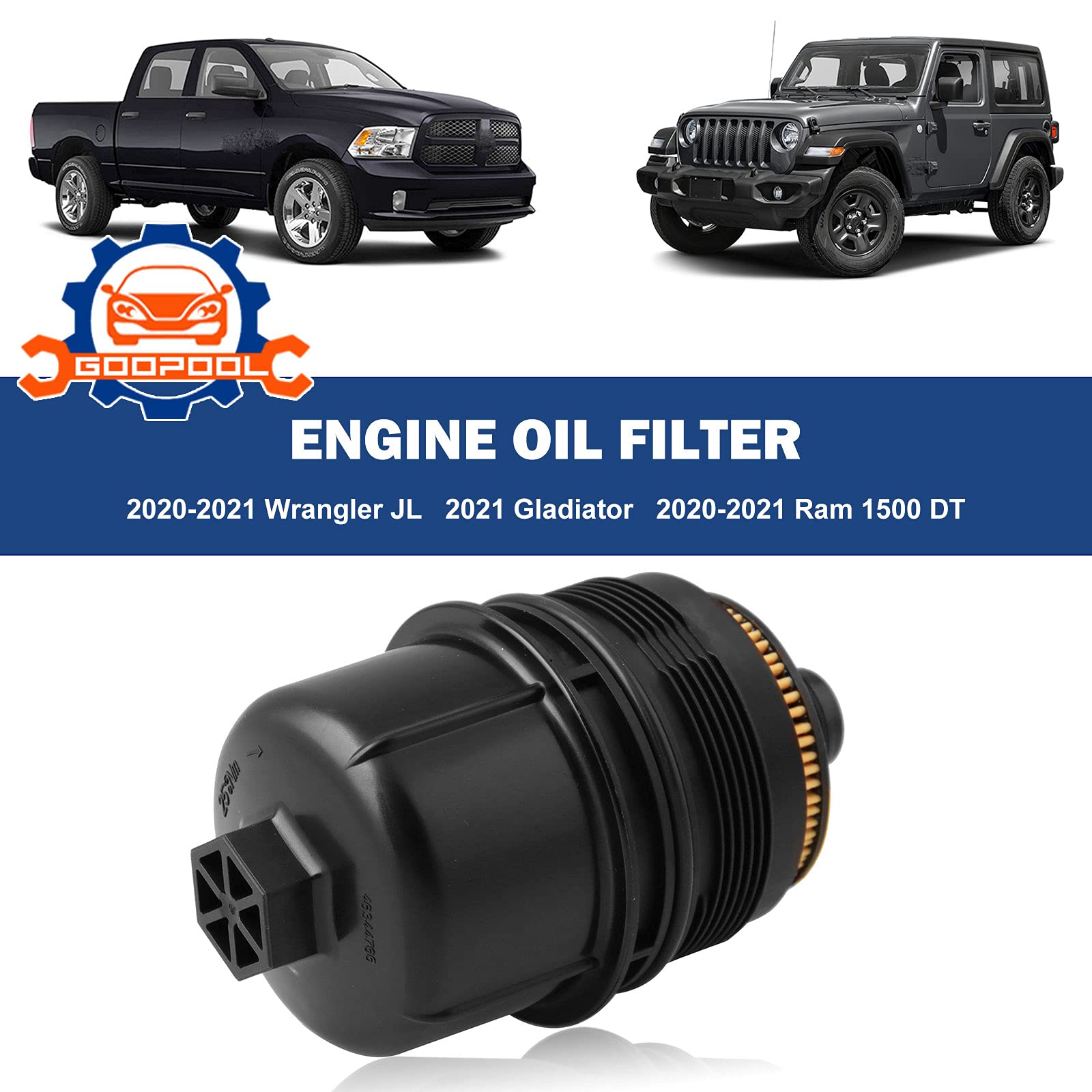 Ecodiesel Engine Oil Filter 68507598Aa 68498720Aa Compatible With Jeep 2021-2022 Wrangler Jl Gladiator,2020-2022 Ram 1500 Dt -6Pcs
