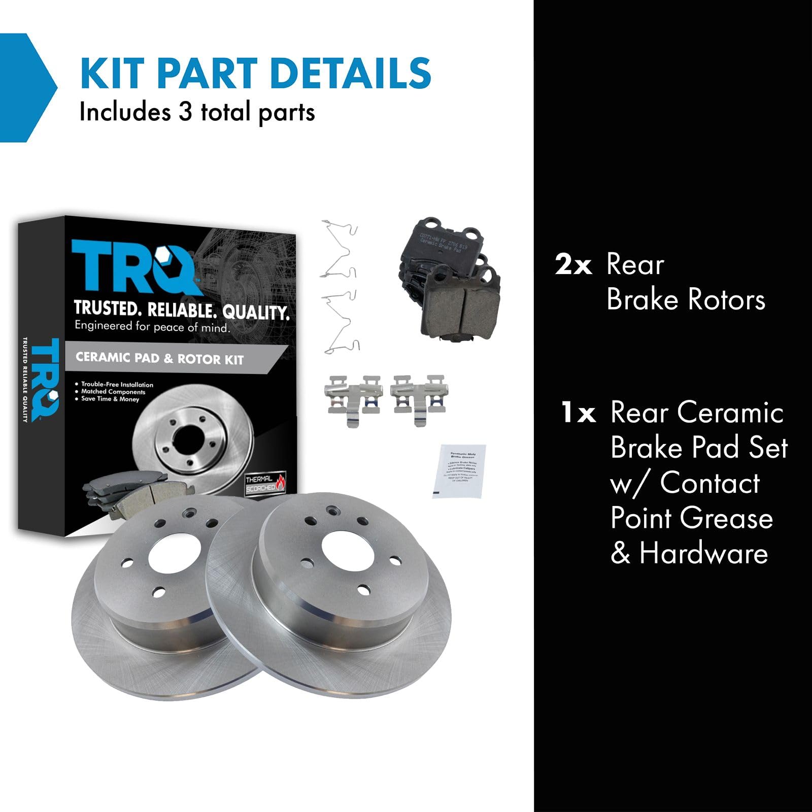 TRQ Rear Brake Pad & Rotor Kit Brake Pads Brake Rotor Ceramic Compatible with 1998-2005 Lexus GS300 1998-2000 GS400 2001-2005 GS