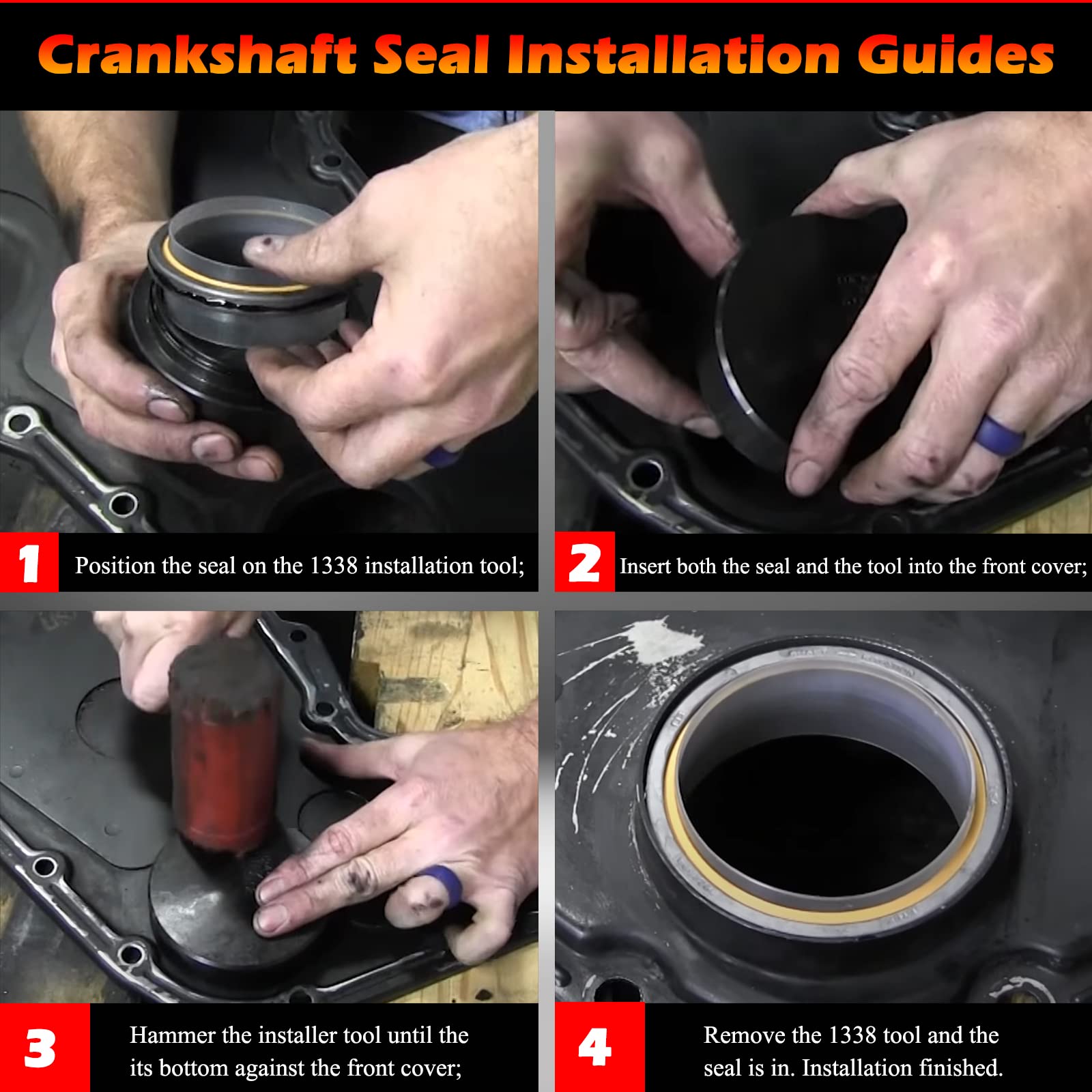 5046 Crankshaft Wear Sleeve Install Tool & 1338 Front Cover Crankshaft Seal Installation Tool Perfectly Fits for Dodge Cummins 3