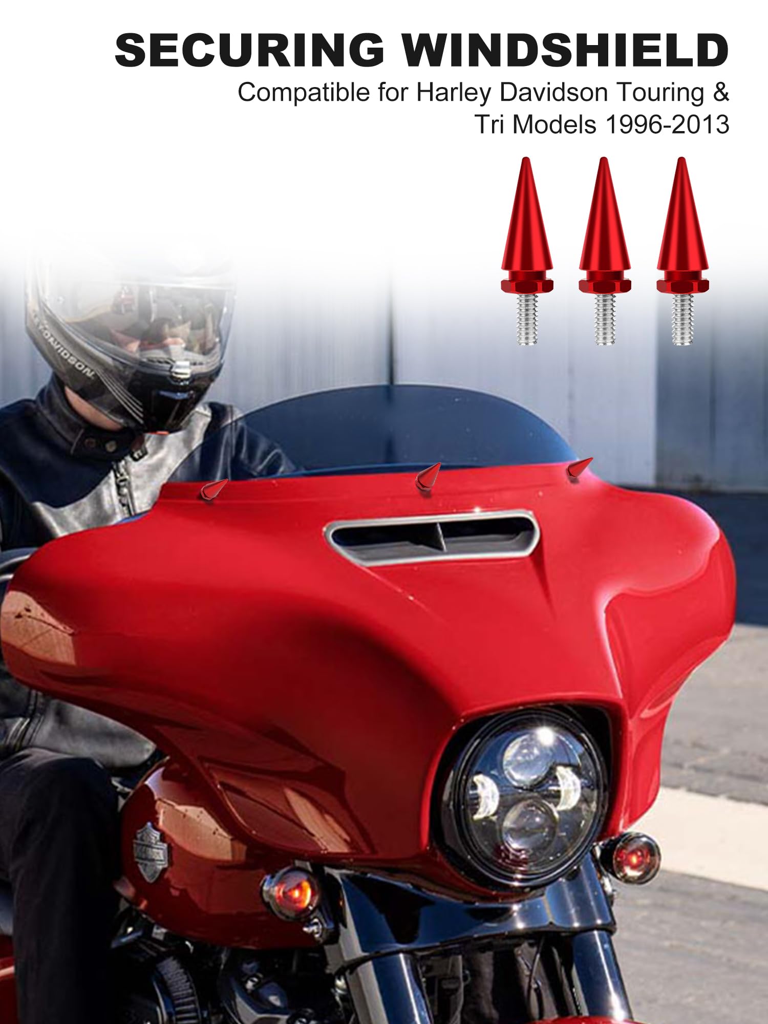 AILMOTO Fairing Bolts Red, Motorcycle Windshield Screws Compatible for Compatible for Harley Davidson 1996-2013 Street Glide Ele