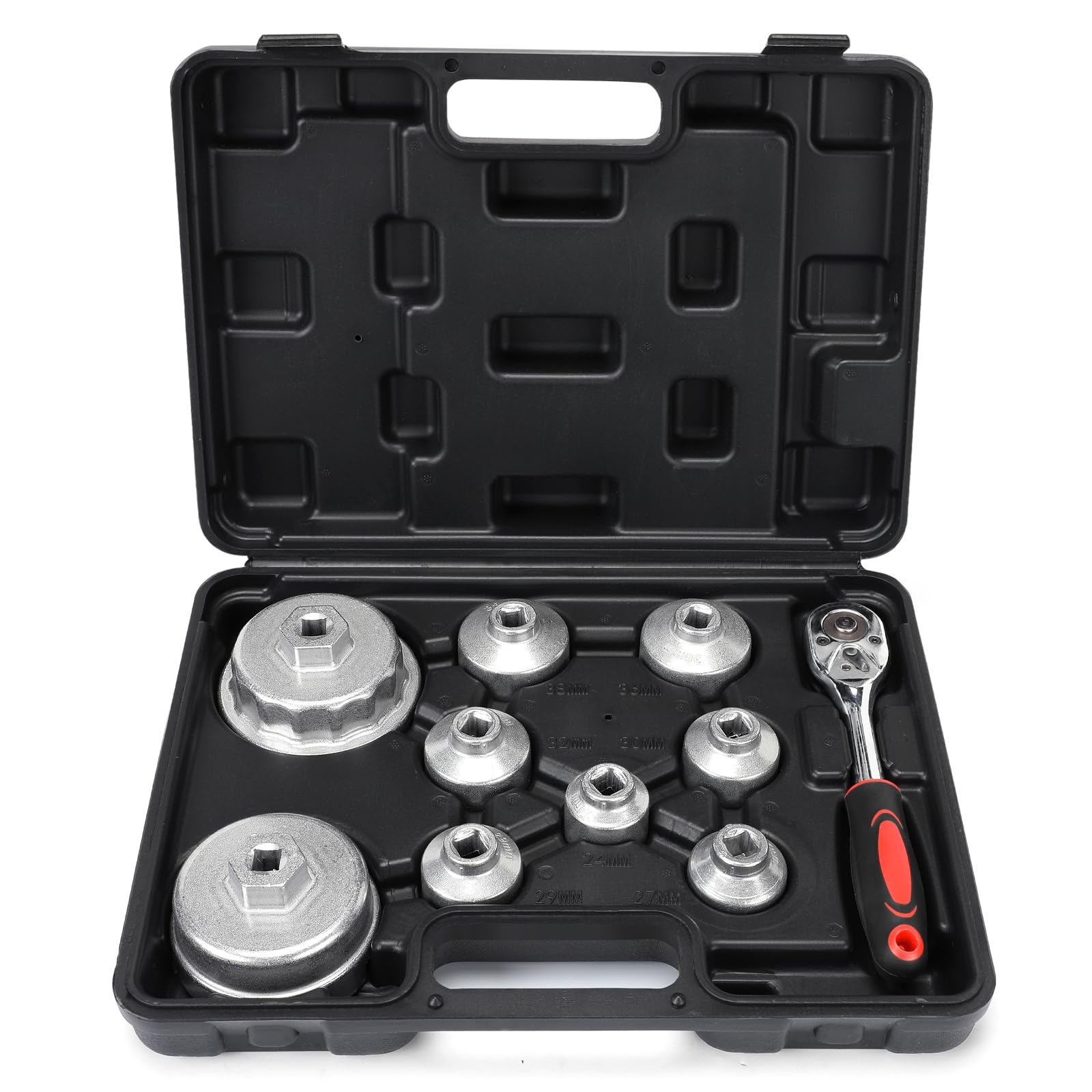 MOFEEZ Oil Filter Wrench Set, 10 Pieces Oil Filter Socket Set, 3/8inch Drive Metric Oil Filter Cap Wrench Removal Tool Kit Compatib