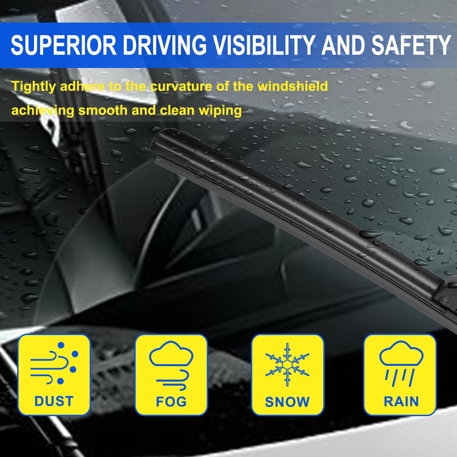 Anikluim 24''+22'' Wiper Blades With 12'' Rear Wiper Blade Set Replacement For 2010-2019 Mkt Flex Windshield Wipers Original Fac