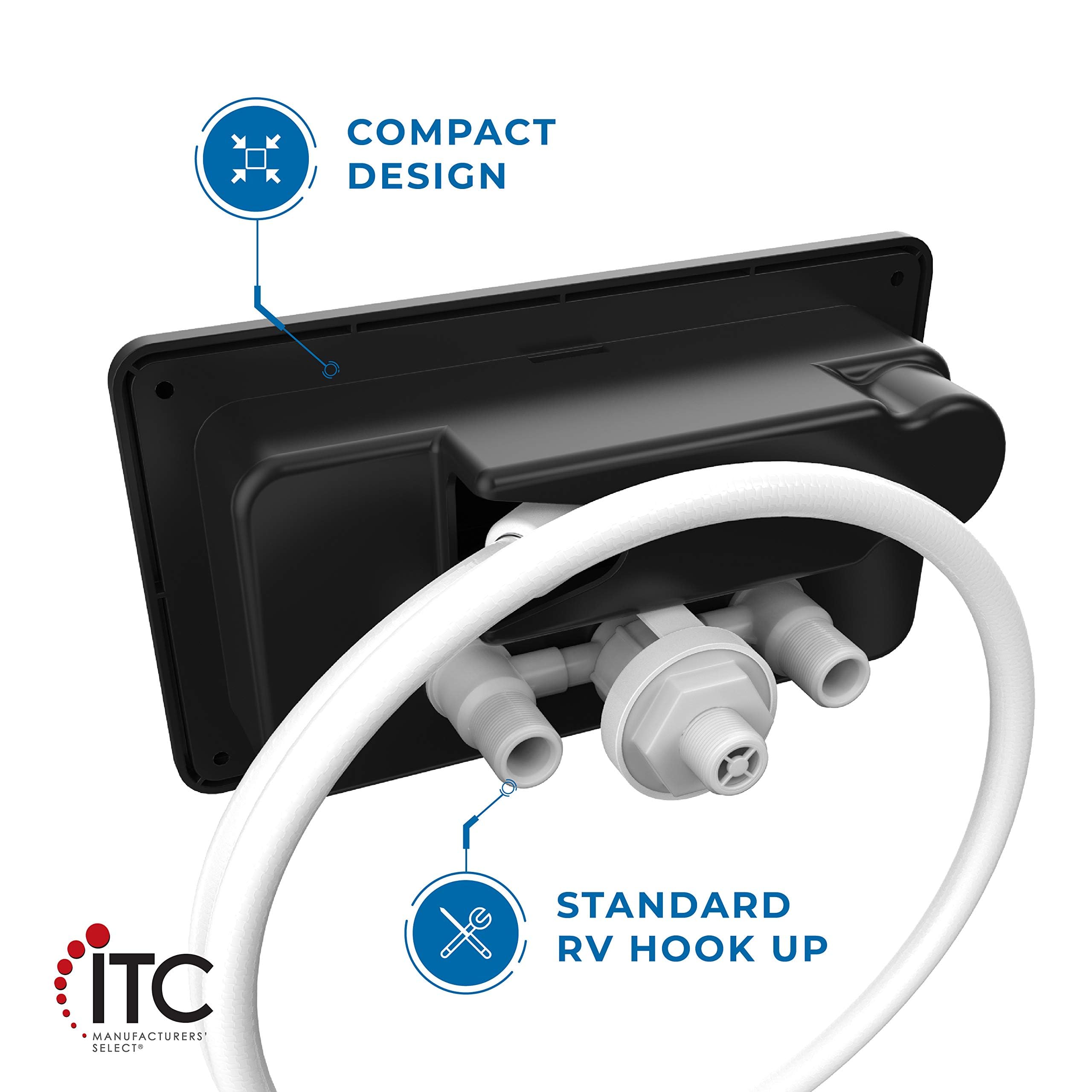 Itc Fontana Rv Or Boat Exterior Shower Box Kit Faucet With Shower Head (Locking Door Assembly - Black With 5' Hose)
