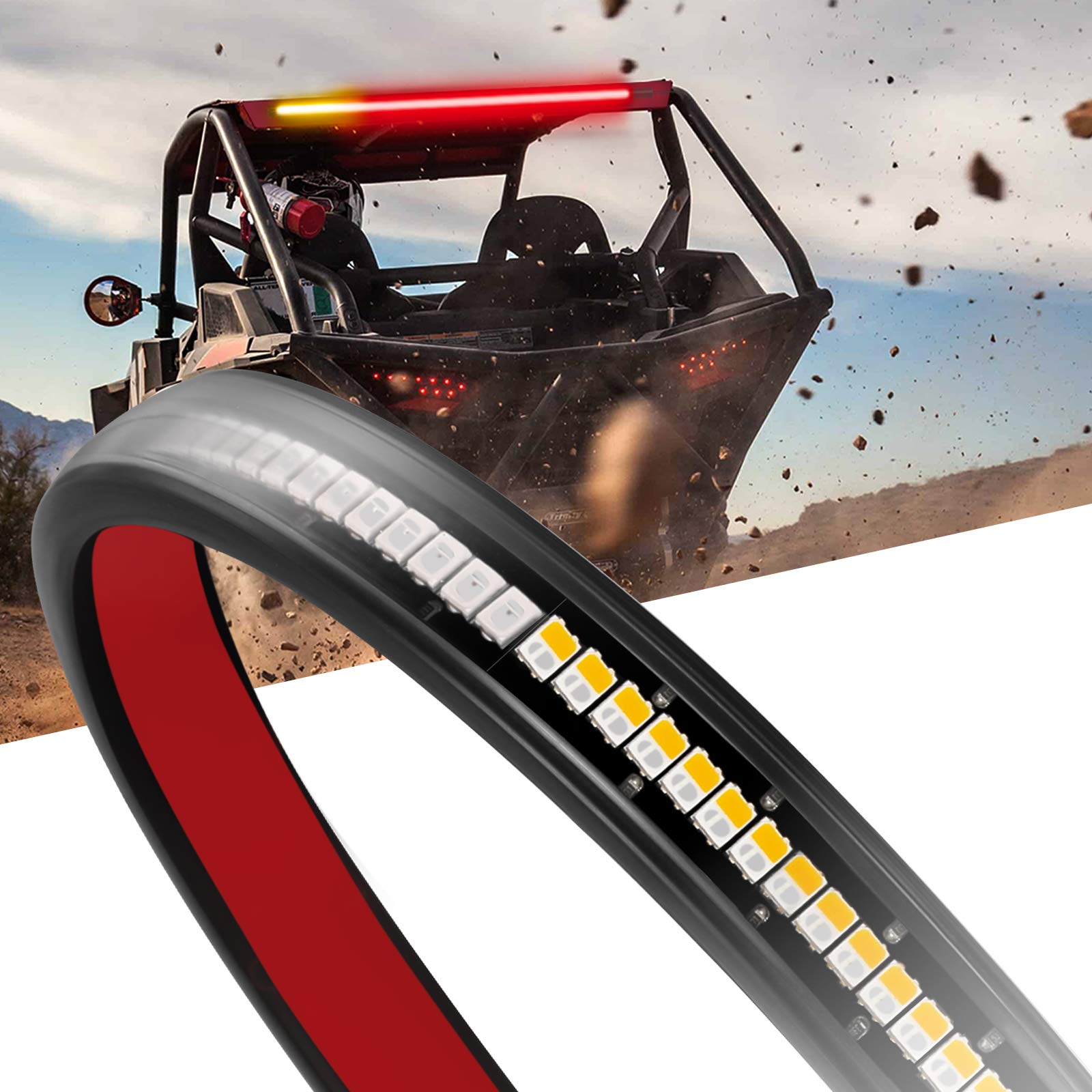 Nirider Utv Tail Light Strip, 30 Inch Rear Light Bar Tailgate Light W/Turn Signal Brake Backup Light For Utv Rzr Polaris Ranger