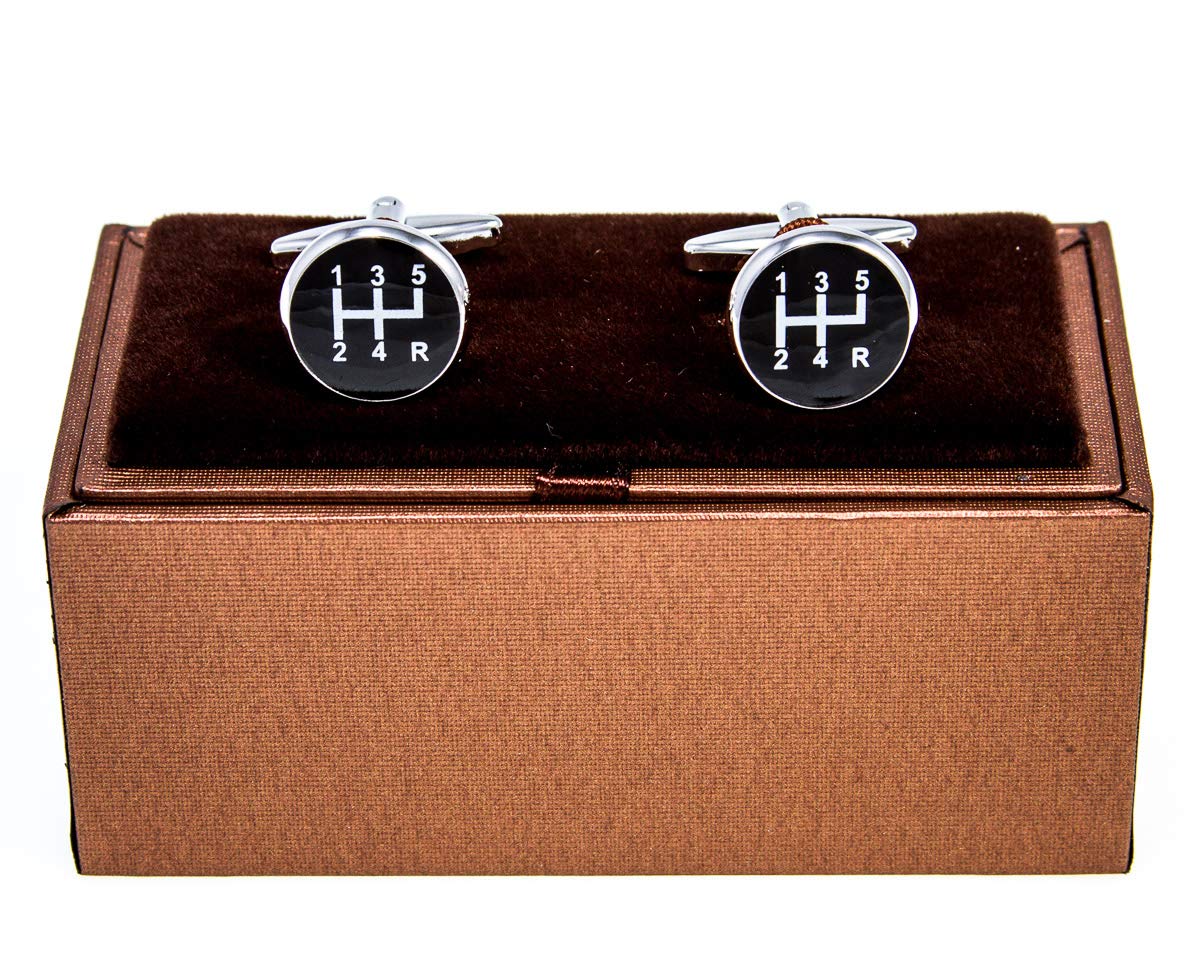 Mrcuff 5 Speed Gear Shift Stick Knob Car Auto Racing Race Cufflinks With A Presentation Gift Box & Polishing Cloth