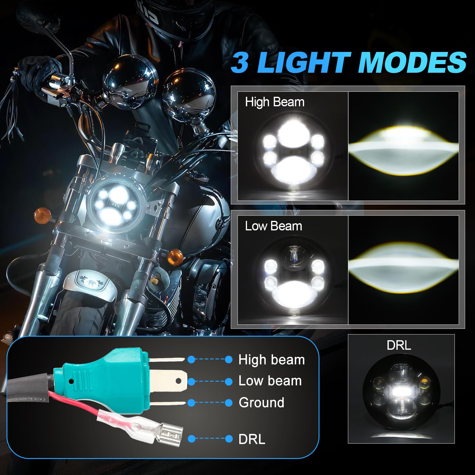 Suparee 5.75 Inch Led Motorcycle Headlight Plug & Play 5-3/4'' Motorcycle Projection Headlight Compatible With Dyna Softail Deuc