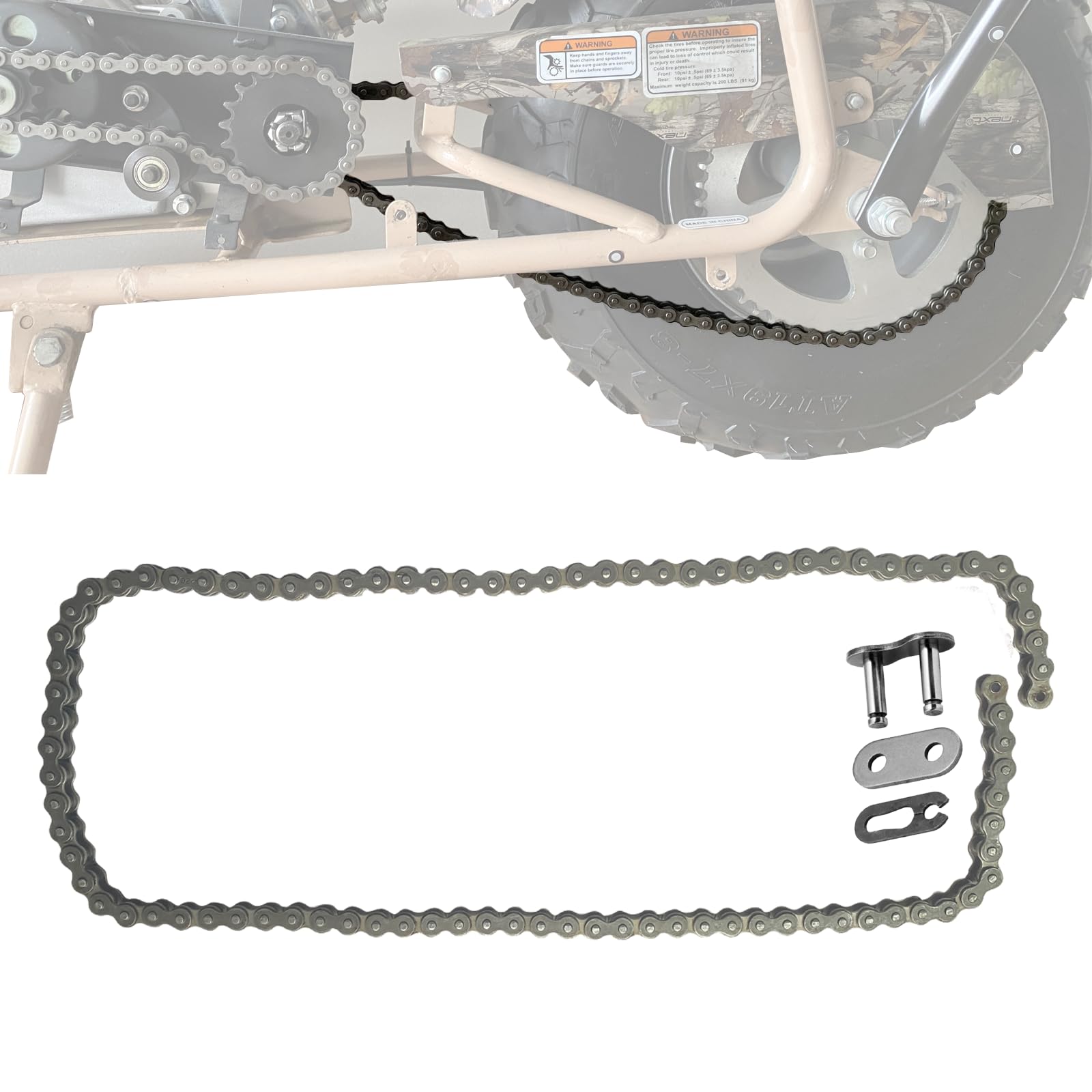 Qymoto Coleman Ct200U Mini Bike Main Chain 420 Chain 90 Link Rear Drive Chain For Coleman Ct200U-Ex Bt200X Aixs M200
