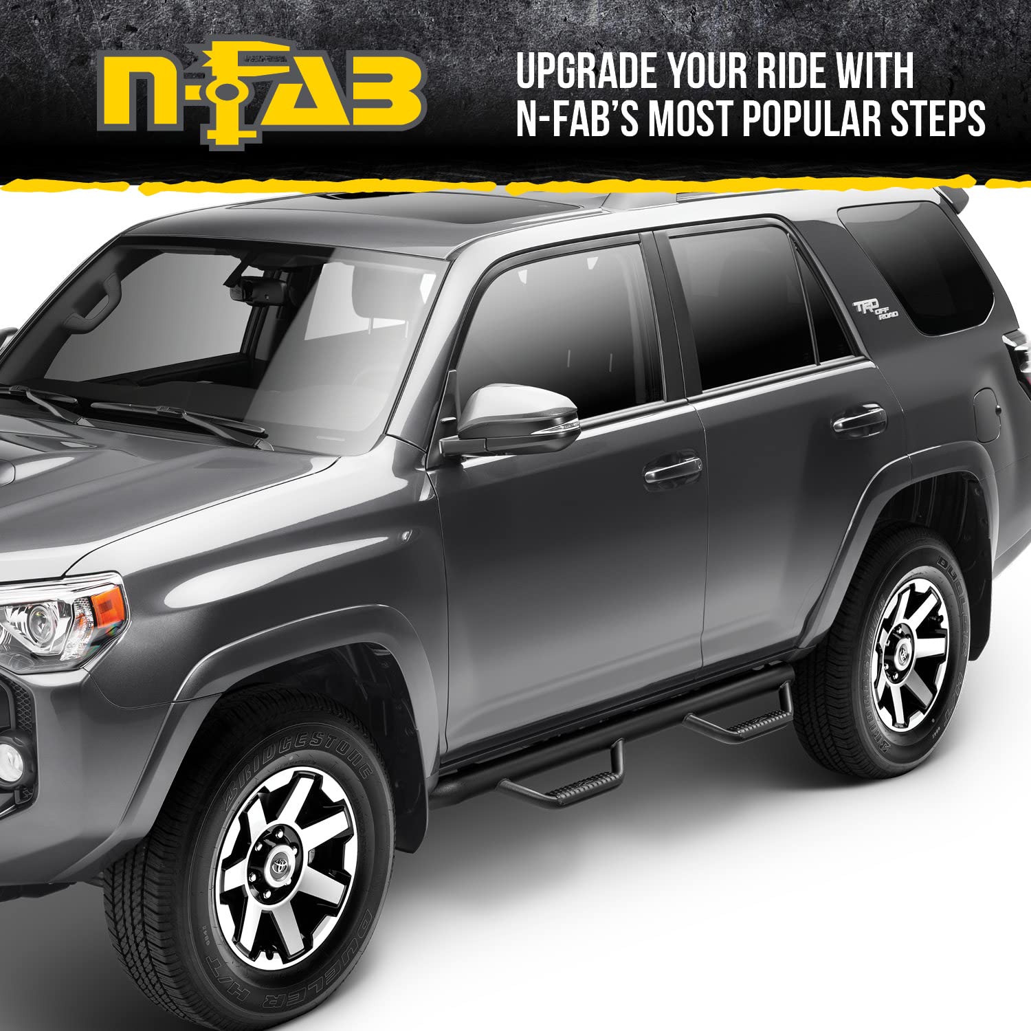 N-Fab Nerf Steps For Toyota Tundra | Wheel-To-Wheel, Heavy Duty Steel, Gloss Back | T0786Cc | Fits 2007-2021 Toyota Tundra Crewm