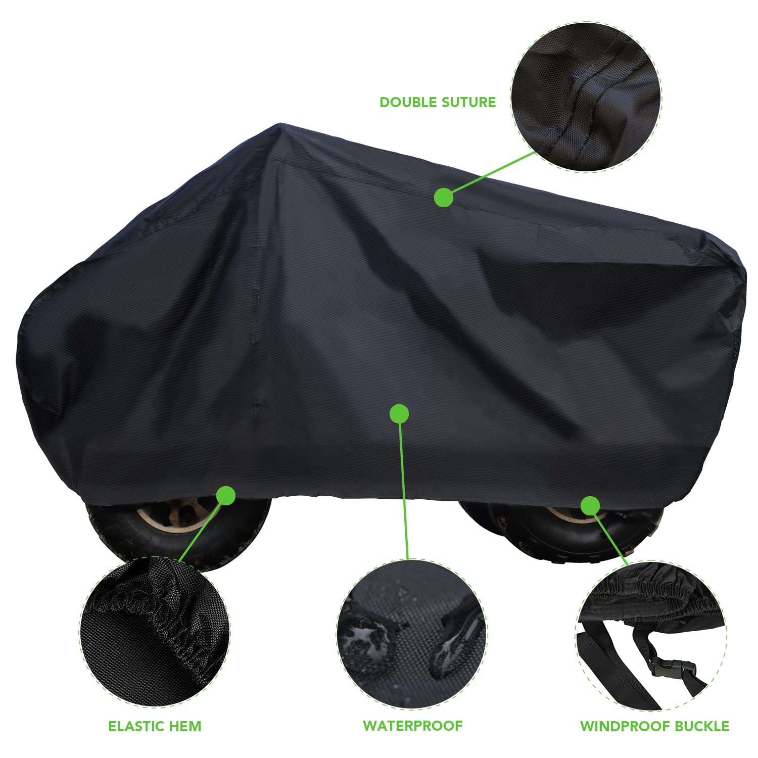 Xyzctem Waterproof Atv Cover, Heavy Duty Black Protects 4 Wheeler From Snow Rain Or Sun (Black, 82 Inch)