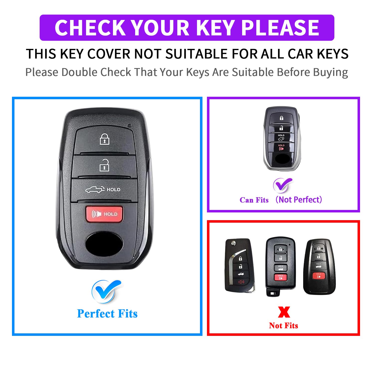 Qbuc 2Pcs For Toyota Key Fob Cover Tacoma Prius Venza Corolla Crown Sequoia Tundra Grand Highlander Rav4 Prime