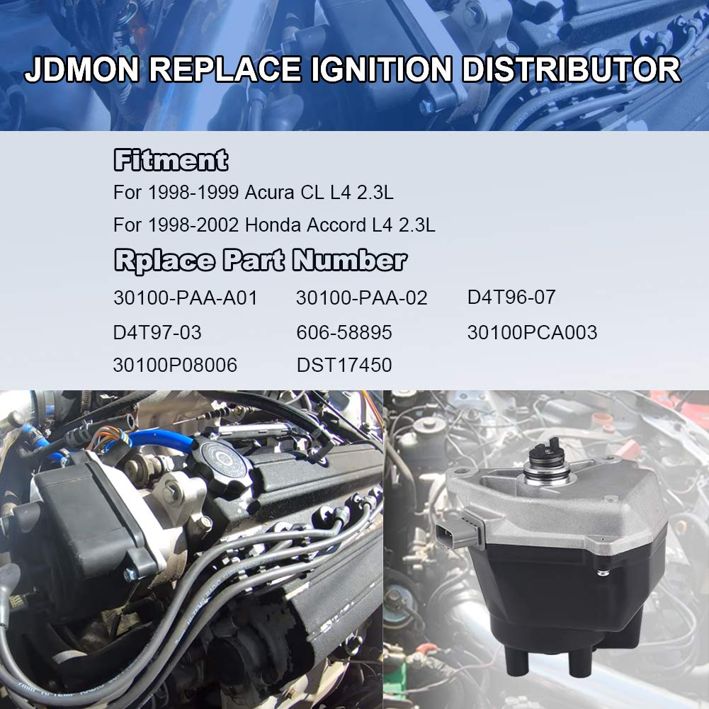 JDMON Compatible with Ignition Distributor Acura Honda Accord LX EXCL L4 2.3L 1998 1999 2000 2001 2002 Replace 30100-PAA-A01 301