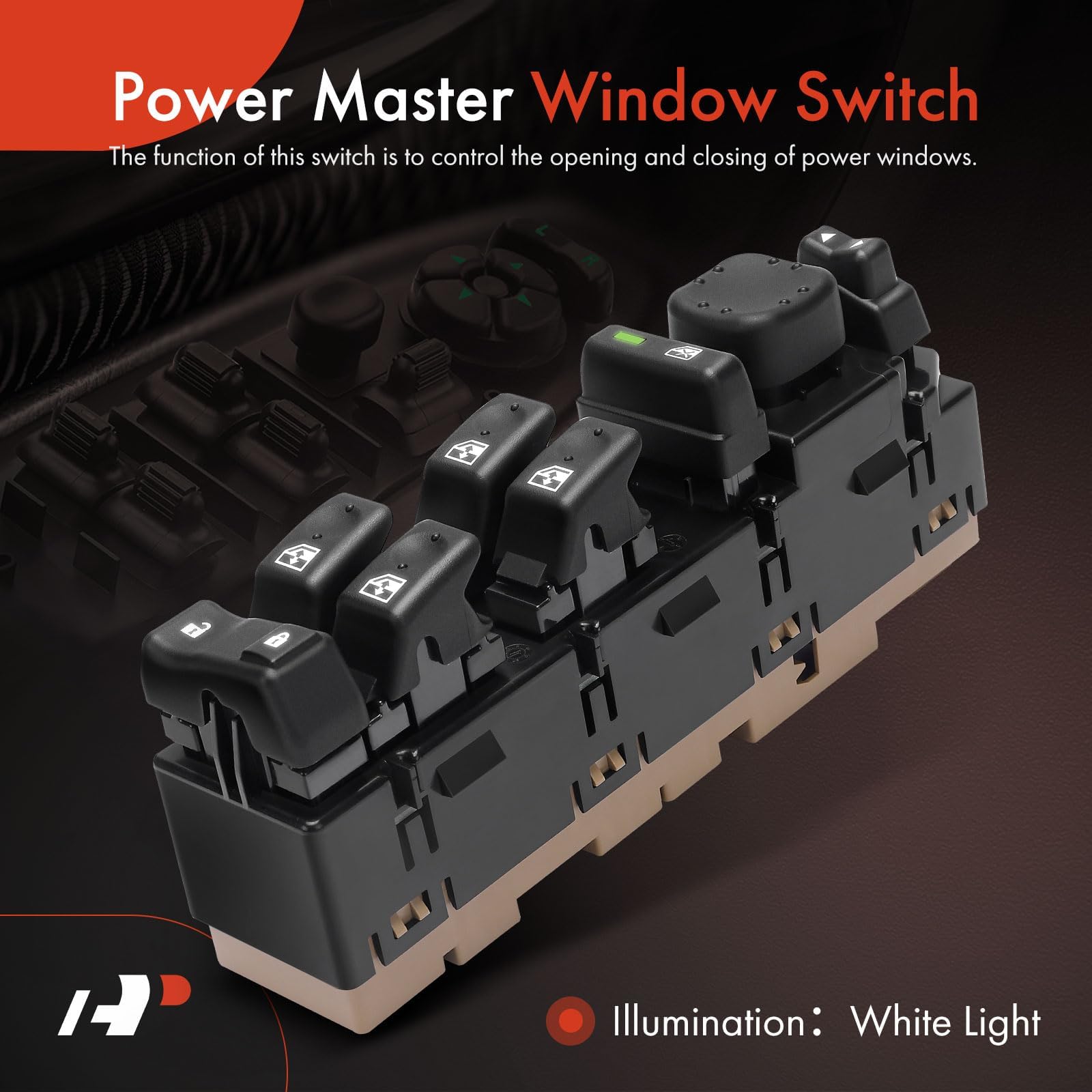 A-Premium Driver Side Master Power Window Switch for Chevy GMC Cadillac 2003-2007 - Black, Model APWS0493, Replace 15883323, DWS-220