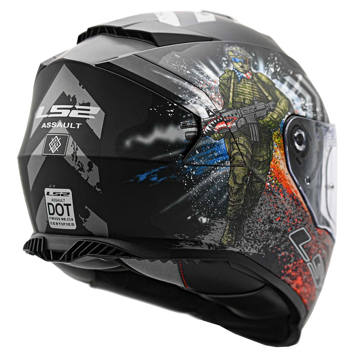 Ls2 Helmets Assault Full Face Motorcycle Helmet W/Sunshield (Commando Black Camo - Medium)