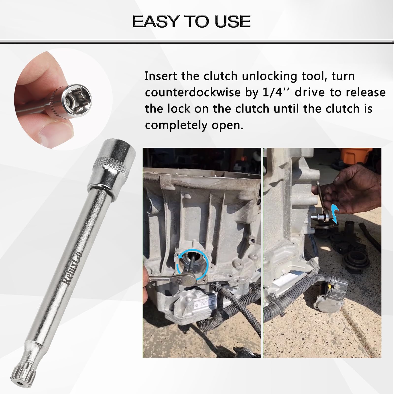 ReluxGo Dual Clutch Transmission Tool for Ford DPS6/6DCT250, 1/4" Drive, Alloy Steel, Silver, Model BSJ02302
