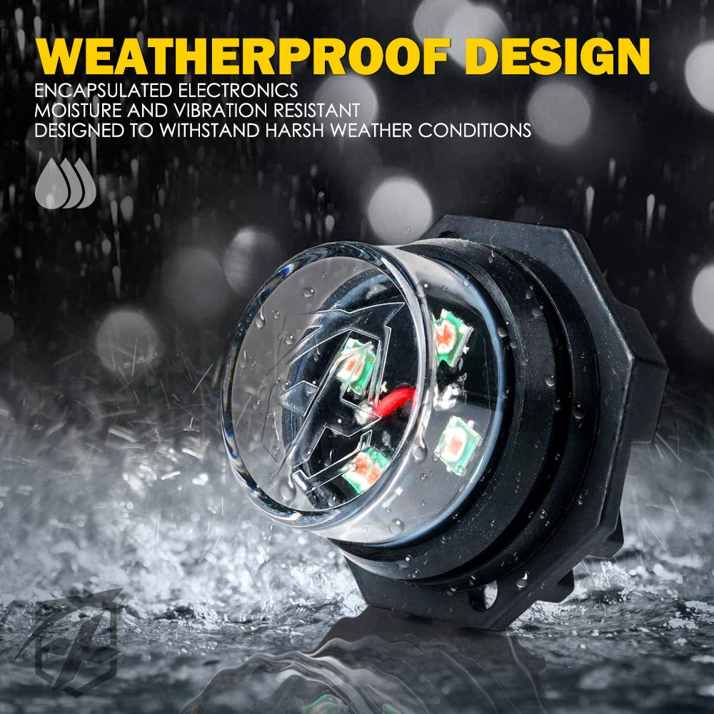Xprite Amber LED Strobe Lights Kit - 20 Flashing Patterns, 4 Pcs for Emergency Vehicles, Model 52013-4-Y