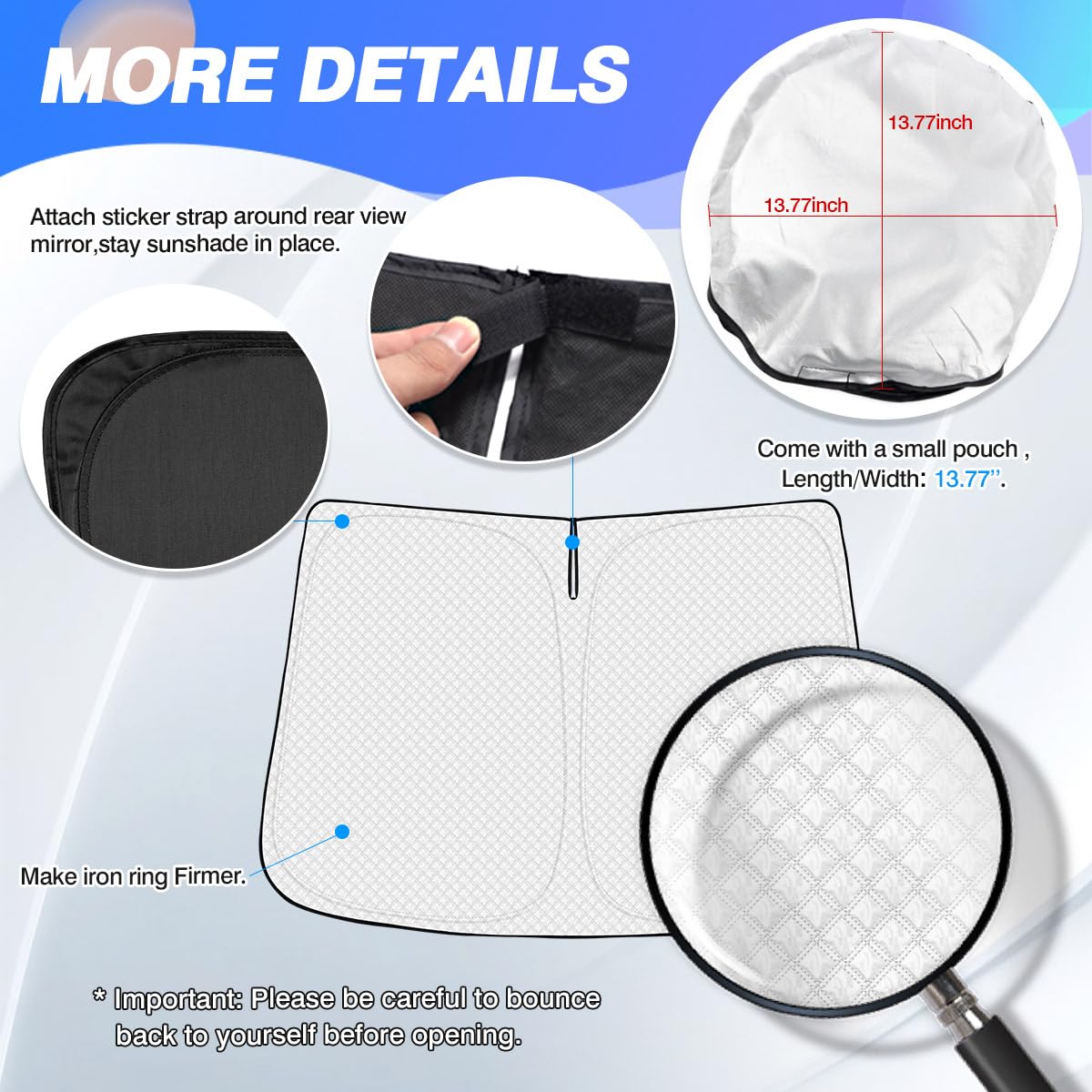 Canvcle Windshield Sun Shade For 2021-2024 2025 Nissan Rogue (Not For Rogue Sport) Thicken 6-Layer Foldable Front Window Sunshad