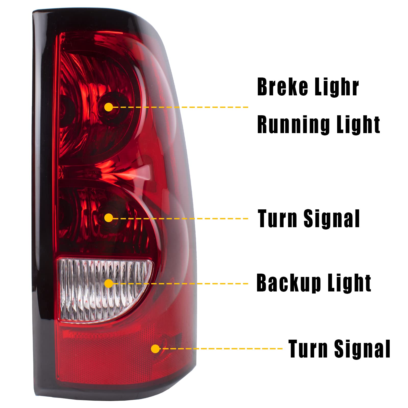 Right Passenger Side Tail Light Compatible With 2003 2004 2005 2006 Chevy Silverado 1500 2500 3500 Factory Style Tail Light - Bu