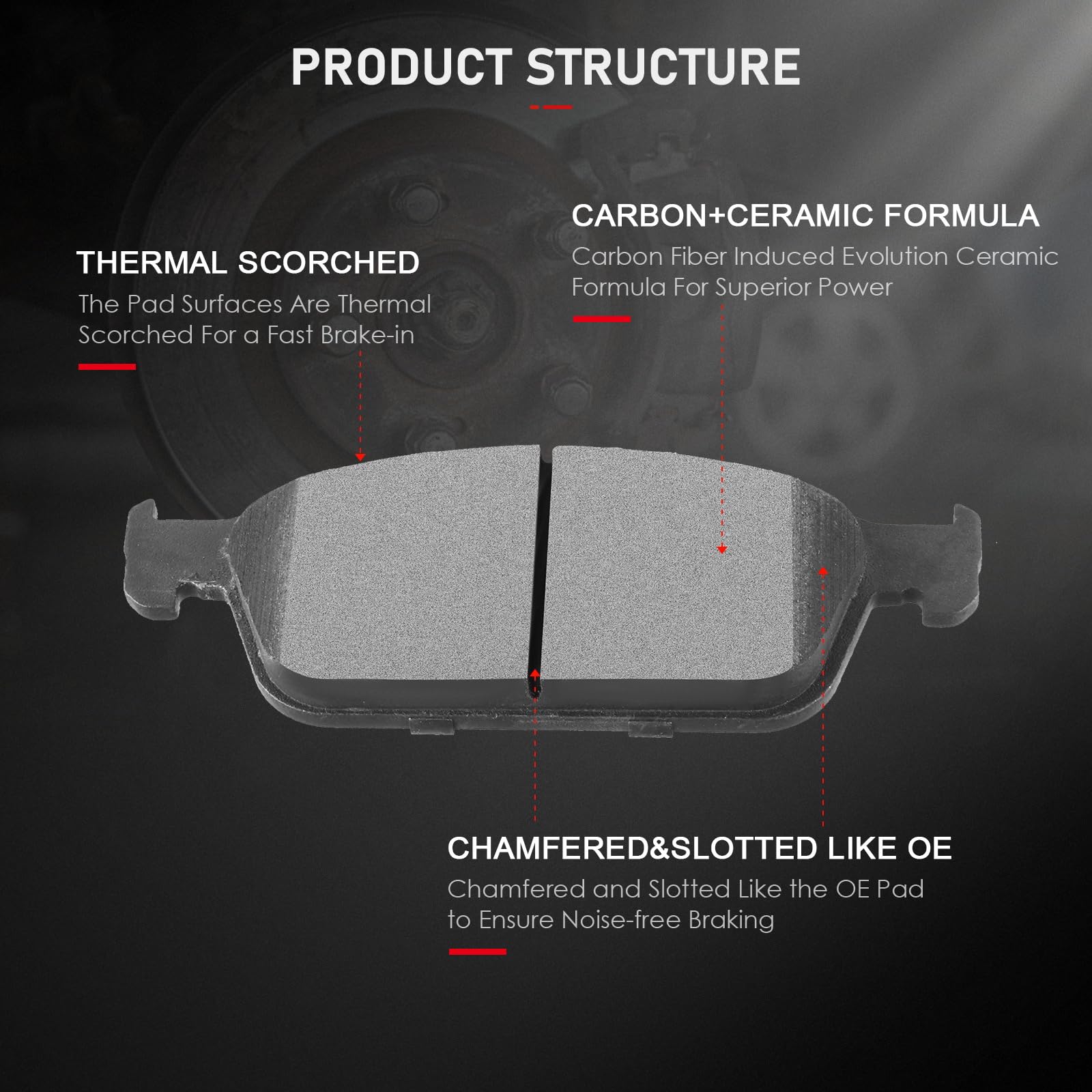 Cciyu D1645 D1564 Front Rear Ceramic Brake Pads Kits 8Pcs Fit For 2013-2016 For Ford Escape,2013-2018 For Ford Focus,2014-2019 F