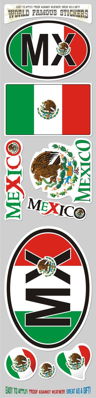 Car Chrome Decals StsMx Mexico 9 Stickers Set Flag Mexican Decal Bumper Stiker Car Auto Bike Laptop