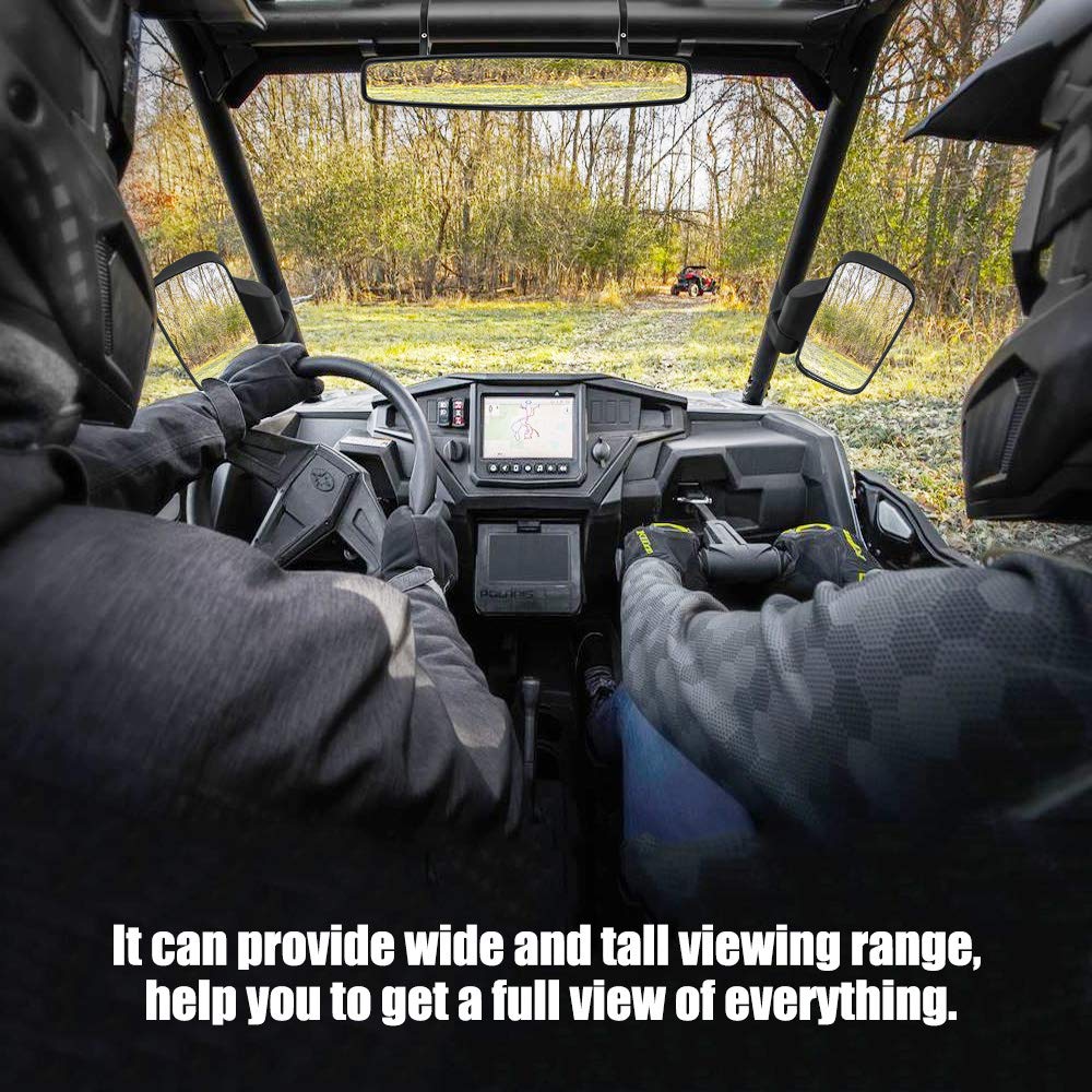 RANSOTO UTV Side Rear View Mirror & Center Mirror, Model RM091, 1.75"-2" Roll Bar, Black, Compatible with Polaris RZR, Honda Pioneer, Yamaha Rhino