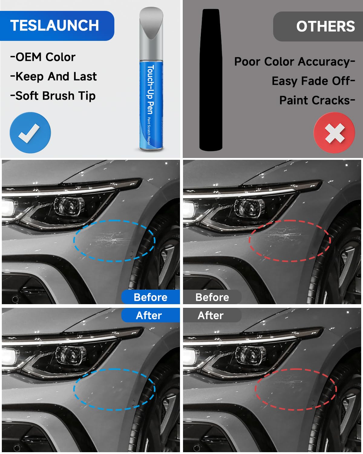RSACET LB7S/D5/K2 Pyrite Silver Metallic Touch Up Paint Compatible with Volkswagen Exact Match Touch Up Paint Car Scratch Repair