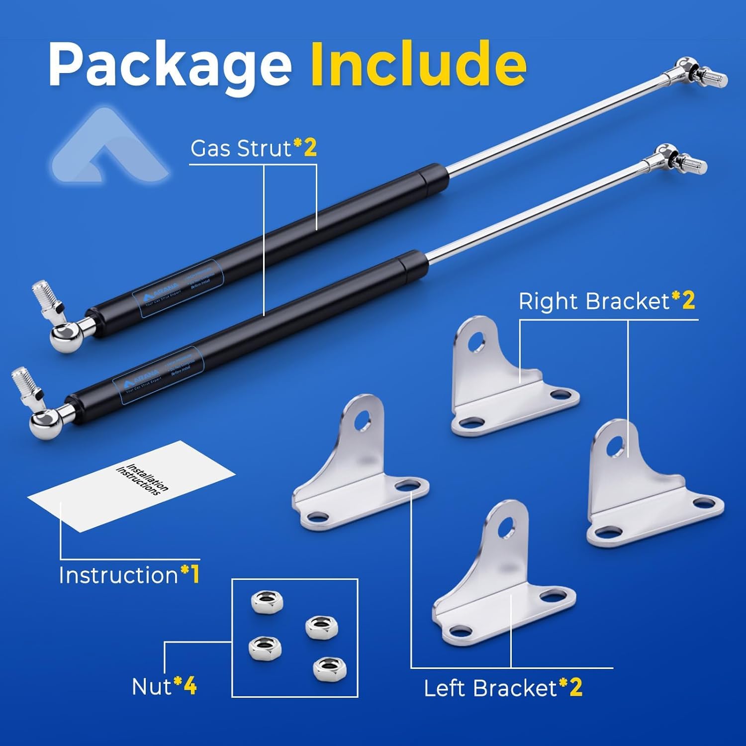 23 Inch 120 Lb Gas Prop Struts Shocks With L Mounting Brackets, 23'' 120 Pound Lift-Support Gas Springs For Heavy Duty Storage B