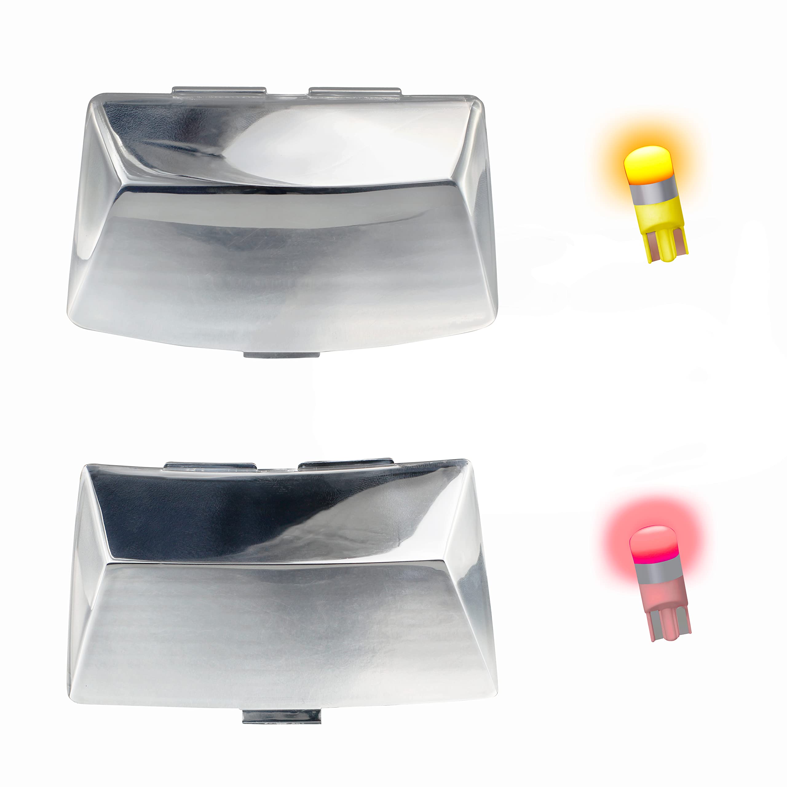 Nthreeauto Front Rear Chrome Fender Light Lens Fender Tips Mud Guards Covers W/Led Bulbs Compatible With Harley Electra Glide Ul
