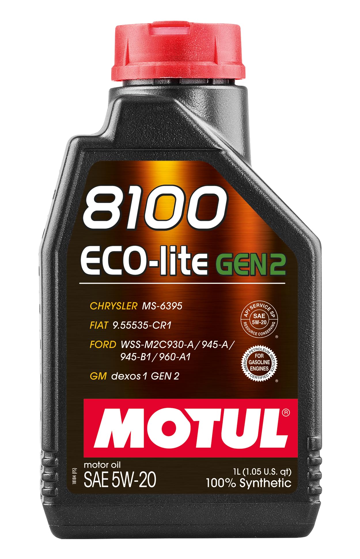 Motul 8100 ECO-lite Gen2 5W-20 Full Synthetic Motor Oil with Advanced Low-Friction Formula - API SP & dexos1 Gen2 Approved for G