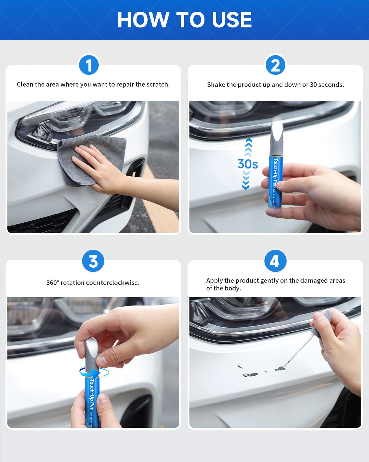 Teslaunch LX5R/W1 Moonlight Blue Pearl Touch Up Paint Compatible With Audi Exact Match Car Paint Pen Scratch Repair