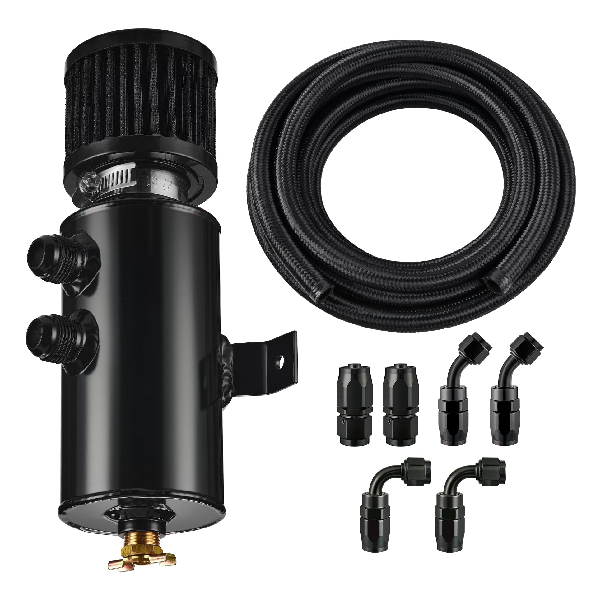 EVIL ENERGY 10AN Oil Catch Can, Breather Tank with AN10 Fuel Line Kit Nylon Braided CPE 10FT