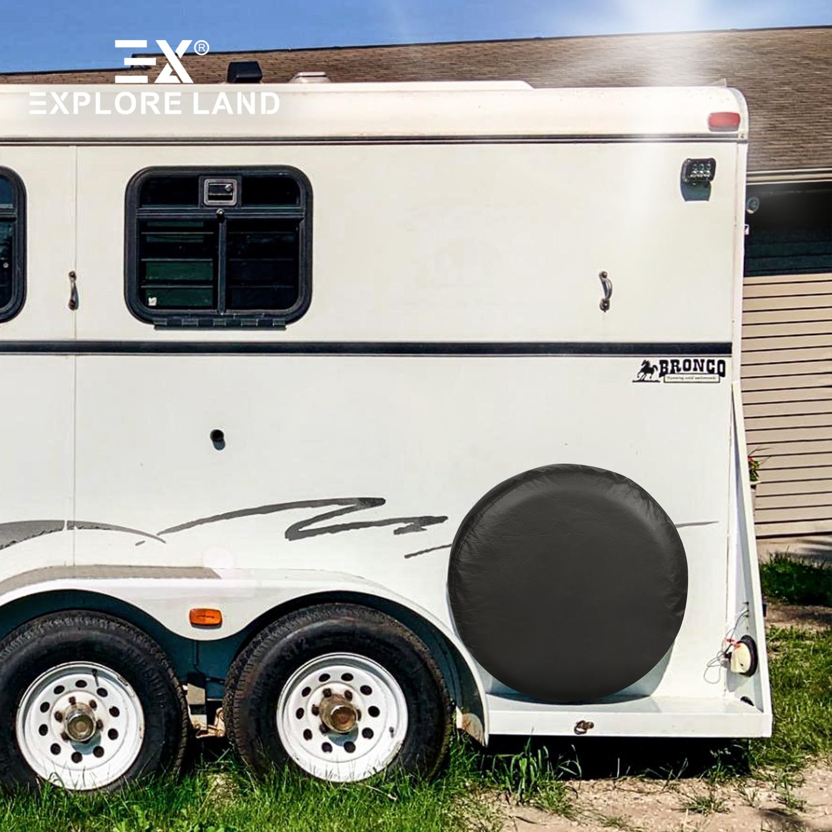 Explore Land 28-29.75 Inch Spare Tire Cover Fit Trailer, Rv, Suv, Truck, Tough Tire Wheel Soft Cover, Black Fits Entire Wheel Size