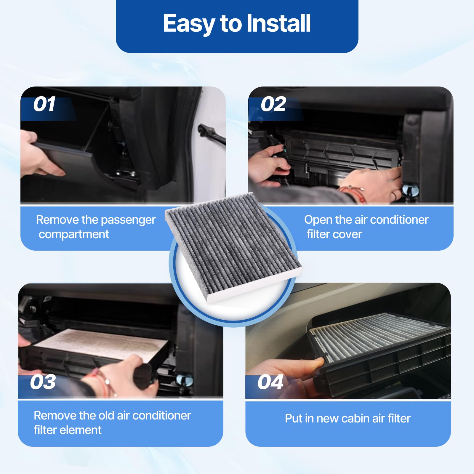Ruito Cabin Air Filter Fits X5, X6, X7, 530E, 530I, 540I, 740I, 750I, 840I, M5, M8, Replacement For Cf12501, Pc99244, 6411936640