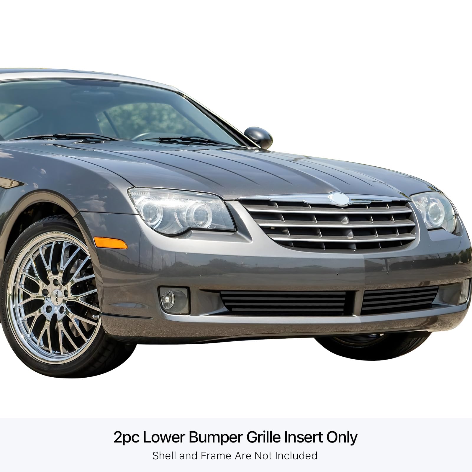Off Roader eGrille Compatible with Chrysler Crossfire 2004-2008 Lower Bumper Stainless Steel Black 8x6 Horizontal Billet Grille