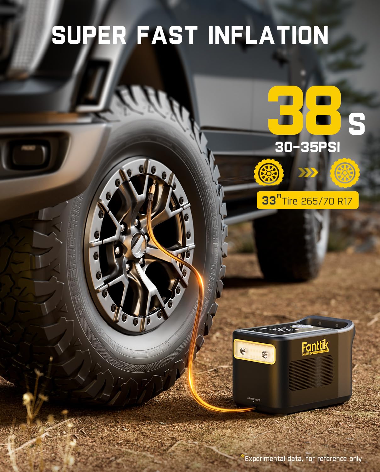 Fanttik X9 Ultra Portable Tire Inflator, 3-in-1 Air Pump & Power Station, Black, Fast Digital Gauge for Trucks & SUVs