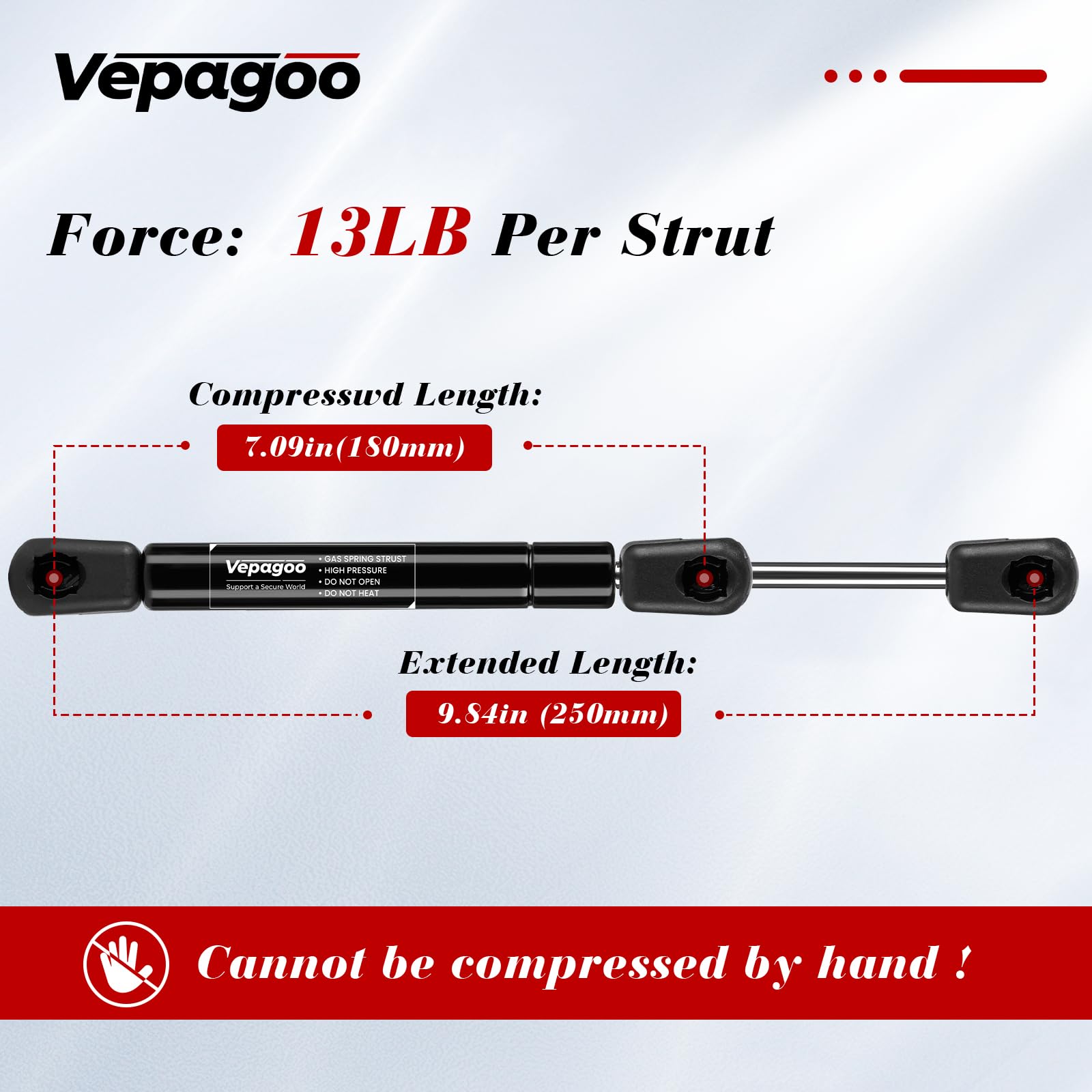 C16-03213 10 Inch 13Lb/58N Gas Shock Spring Strut Lift Support For Cabinet Door Truck Tool Toy Box Lid, Set Of 2 Vepagoo