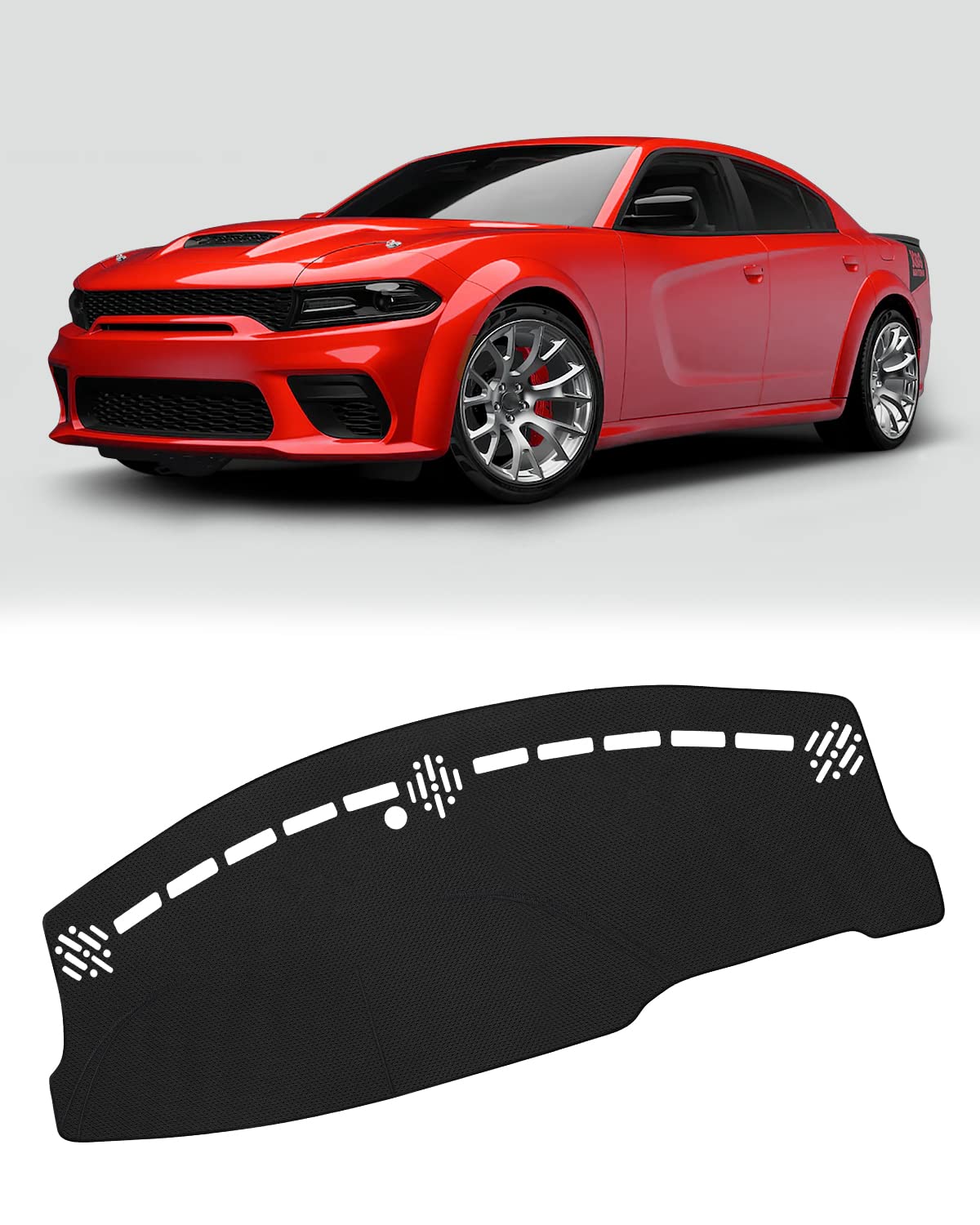Fiilines Dash Cover For Dodge Charger 2011-2023, Dashboard Cover Mat For Charger Accessories Sunshade Nonslip Mesh Protector No