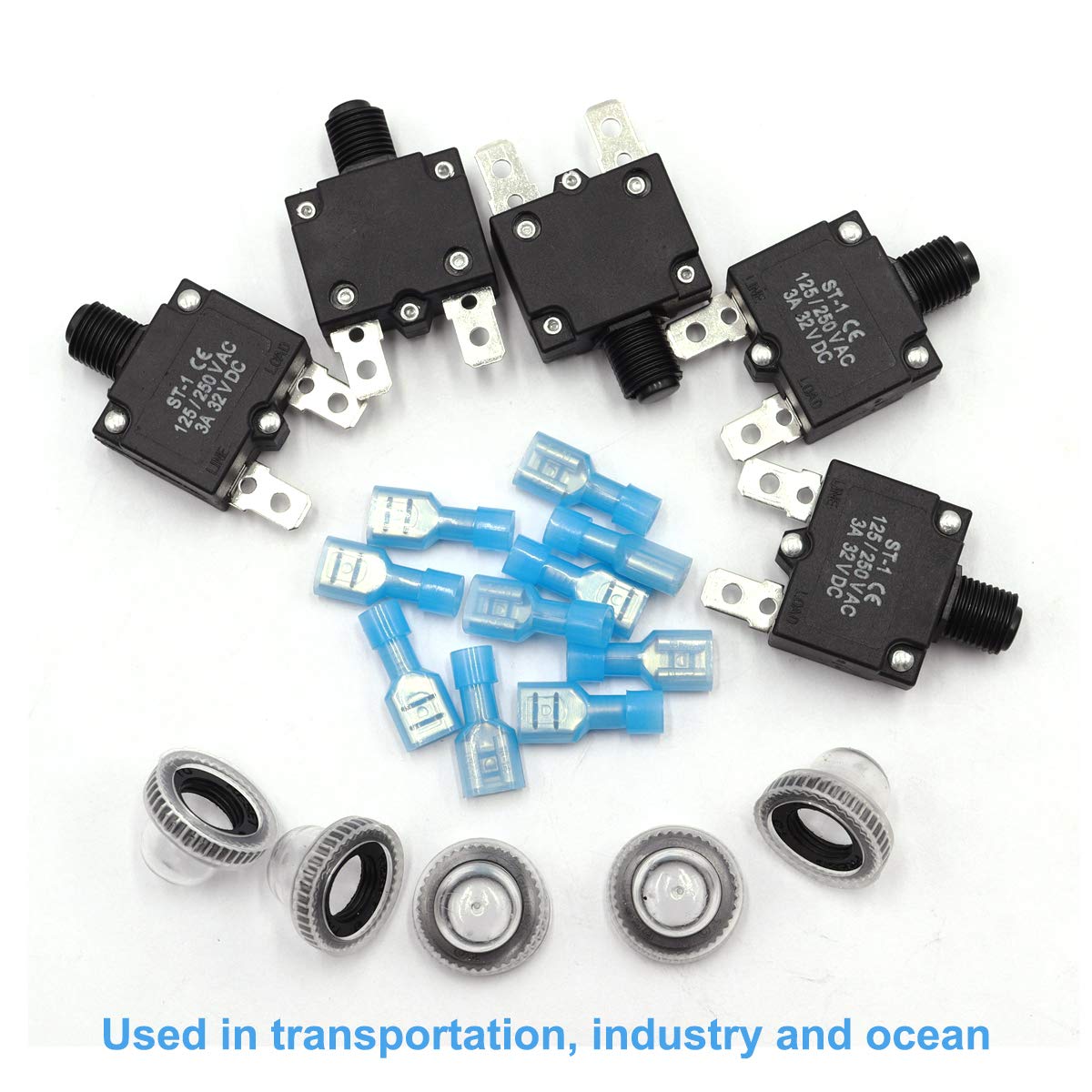 mxuteuk 5Pcs 10Amp Circuit Breakers Push Button Manual Reset 125/250V AC 32V DC,Overload Protector Switch Thermal Circuit Breake