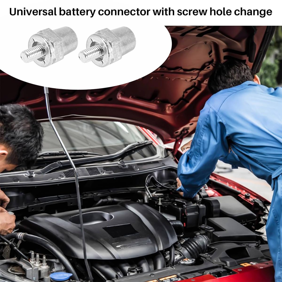 AUCELI Car Thread Male Battery Post, 4PCS 3/8-16 Lead Made Vehicle Side Terminal Charging Extender, Automotive Batteryterminal