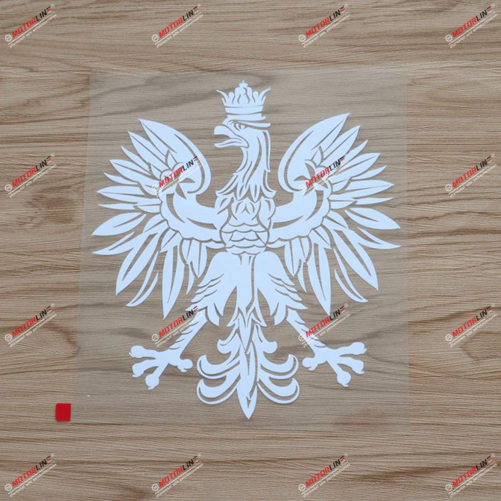 8'' White Polish Eagle Coat of arms of Poland Polski Decal Sticker Car Vinyl