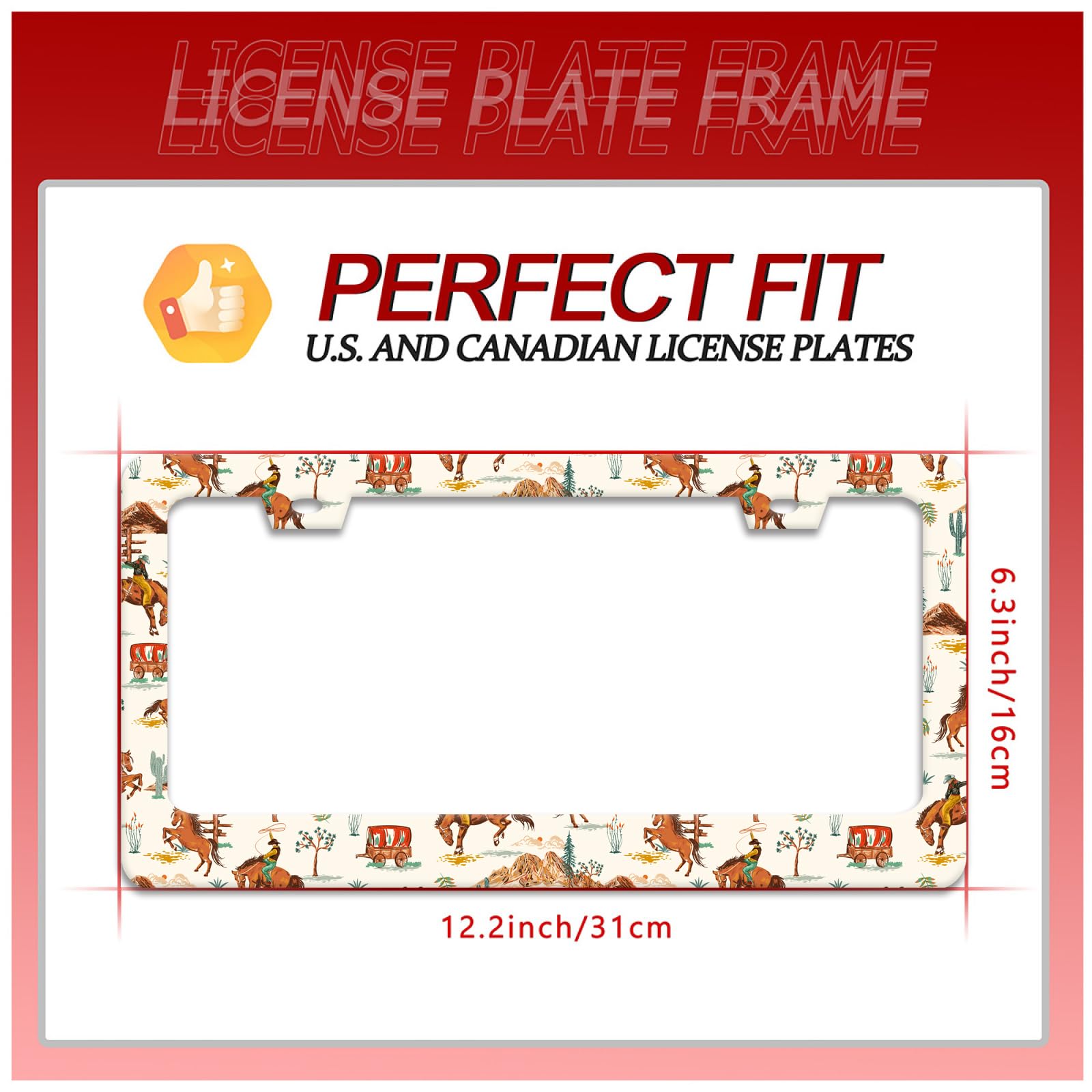 Western Cowboy License Plate Frame Horse Racing License Plate Holder Funny Personalise Car Stainless Stee Decorative Parts for S