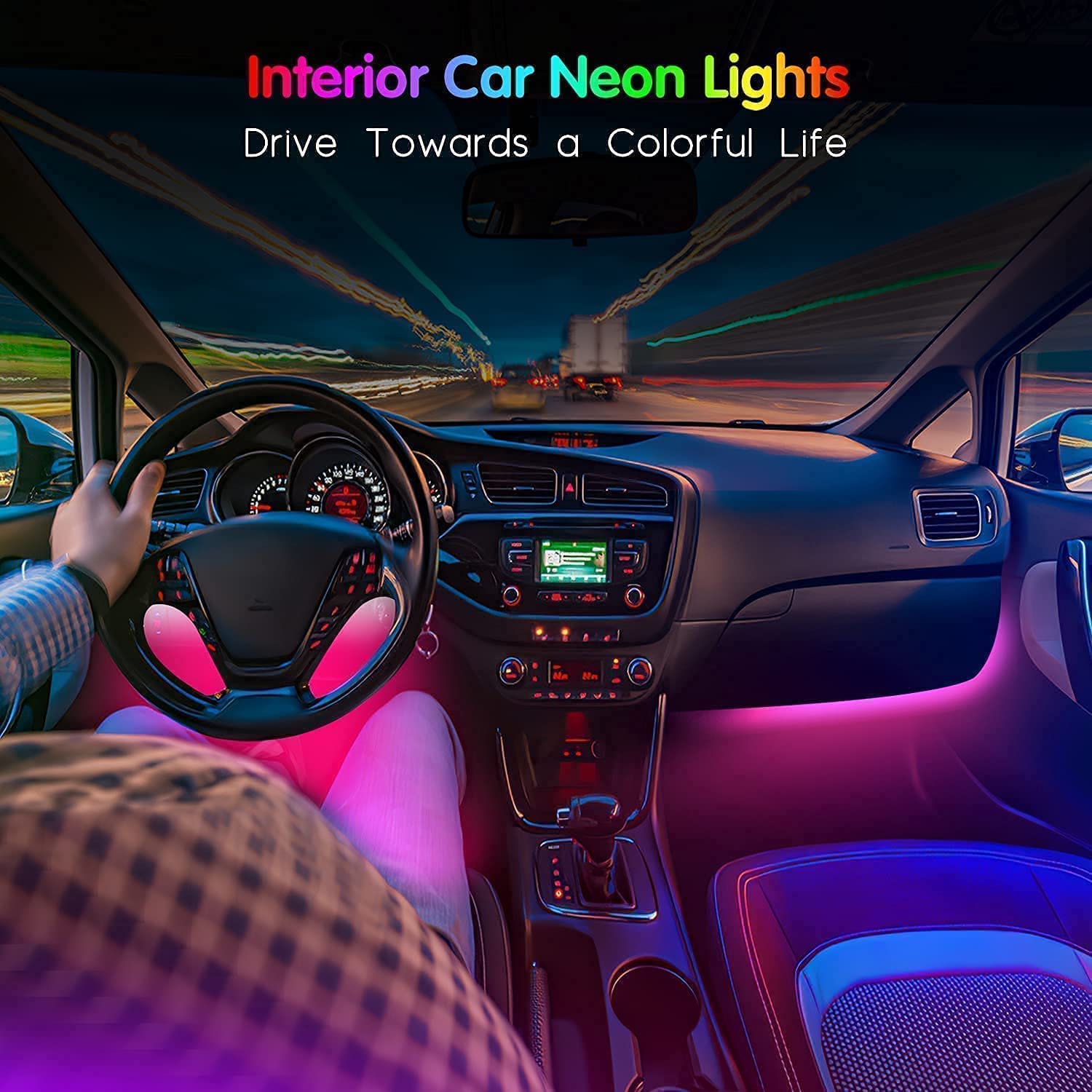 Car Led Strip Light, Ej'S Super Car 4Pcs 36 Led Multi-Color Car Interior Lights Under Dash Lighting Waterproof Kit With Multi-Mo