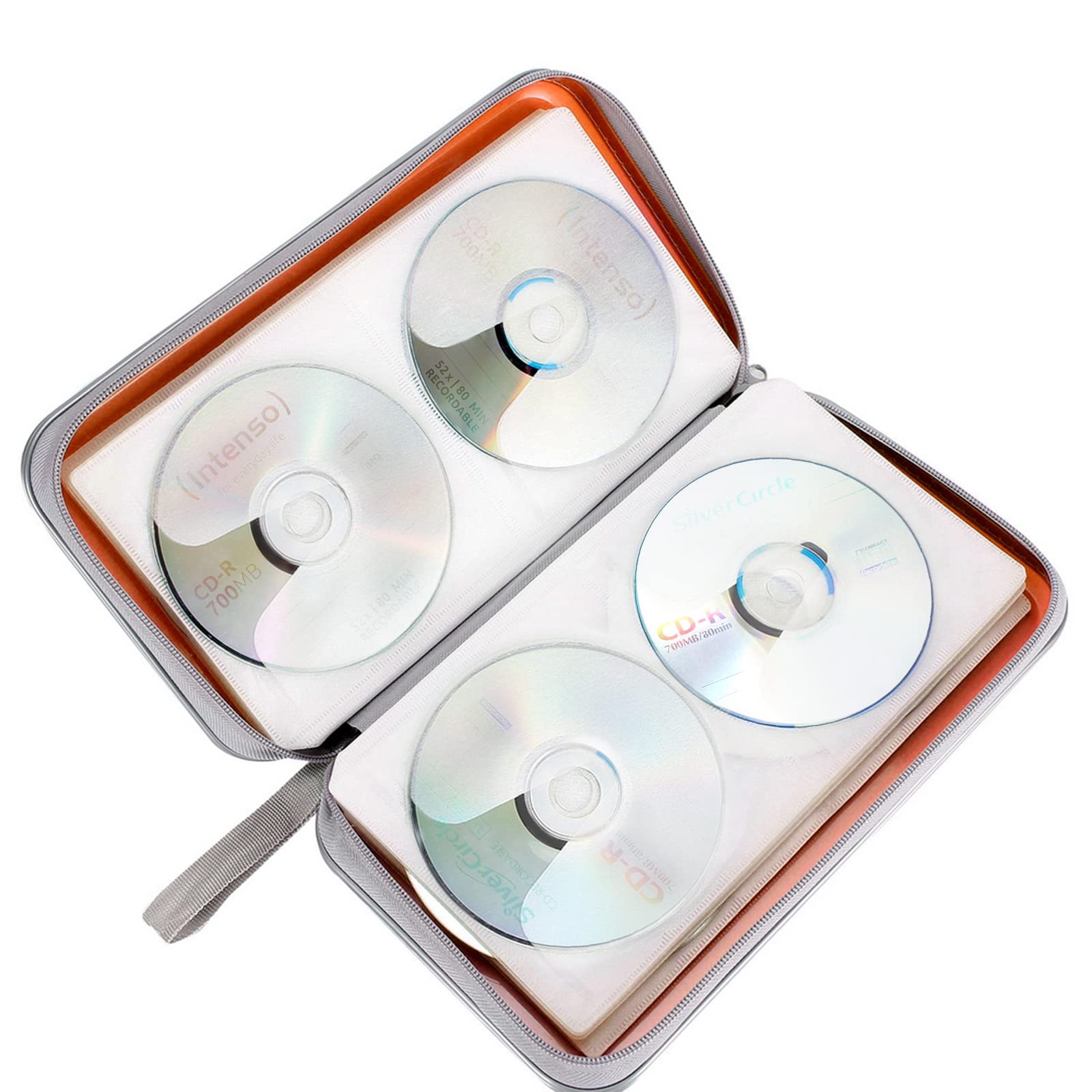Cd Case, Siveit Dvd Case Holder 96 Capacity Hard Plastic Cd Dvd Disc Cases Storage Binder Wallet For Car Home Office Travel (Ora