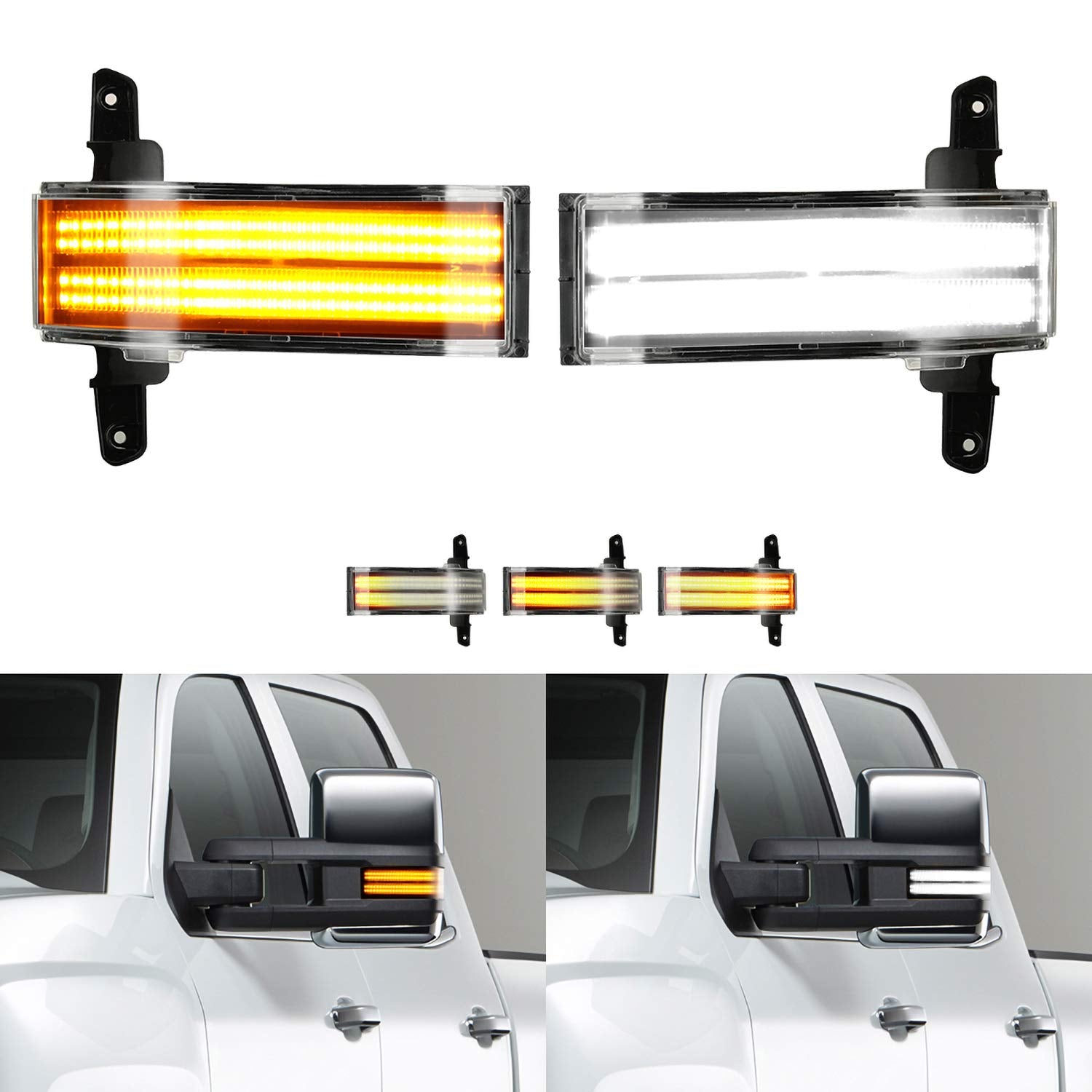 Sequential Turn Signal Lights Switchback Full Led Side Tow Mirror Marker Light Fit For 2014-2019 Chevy Silverado Gmc Sierra 1500