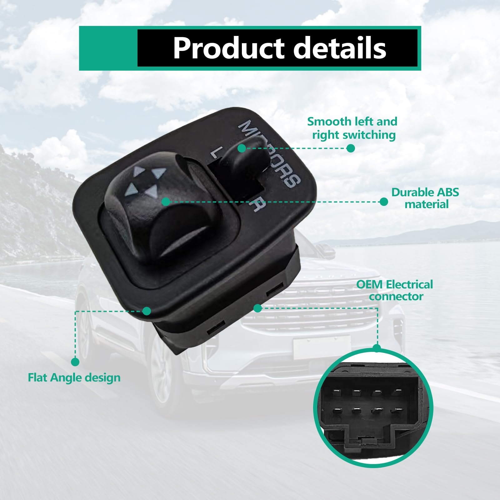 Power Mirror Control Switch, Front Driver Side Door Mirror Control Switch Compatible with Ford Excursion Expedition Escort F150