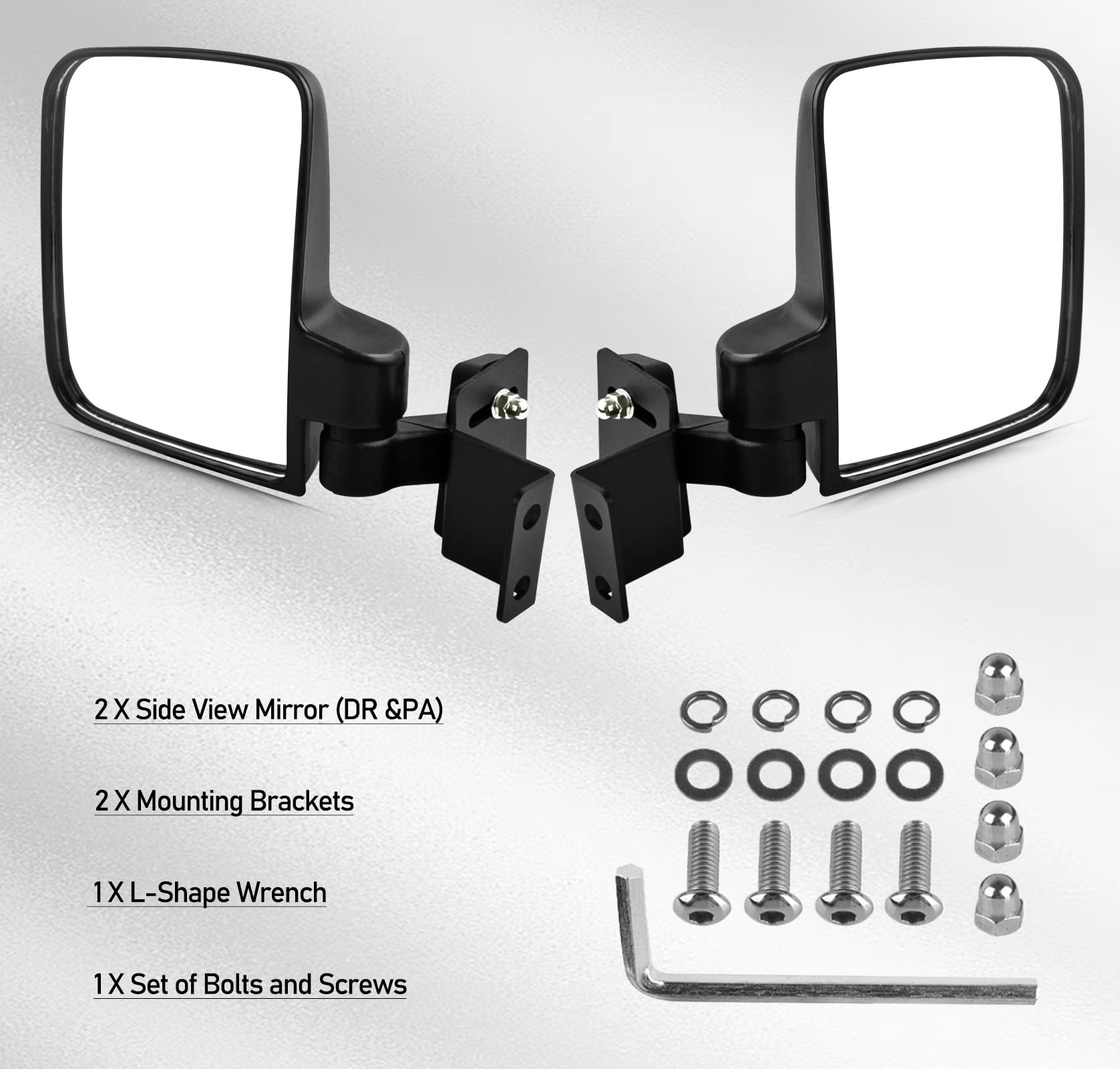 Ranger Side View Mirror Compatible with 2015-2024 Polaris Ranger 500 570 900 Fits Pro-Fit Cab Lock N Ride Factory Cage Frame Ran
