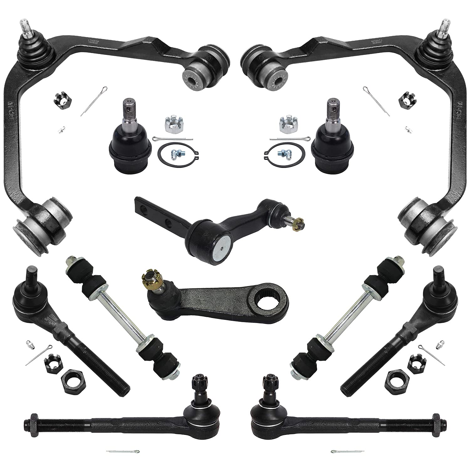 Detroit Axle - 12Pc Front End Suspension Kit For 2Wd Ford Expedition F-150 F-250 Navigator 2 Upper Control Arms 2 Lower Ball Joi