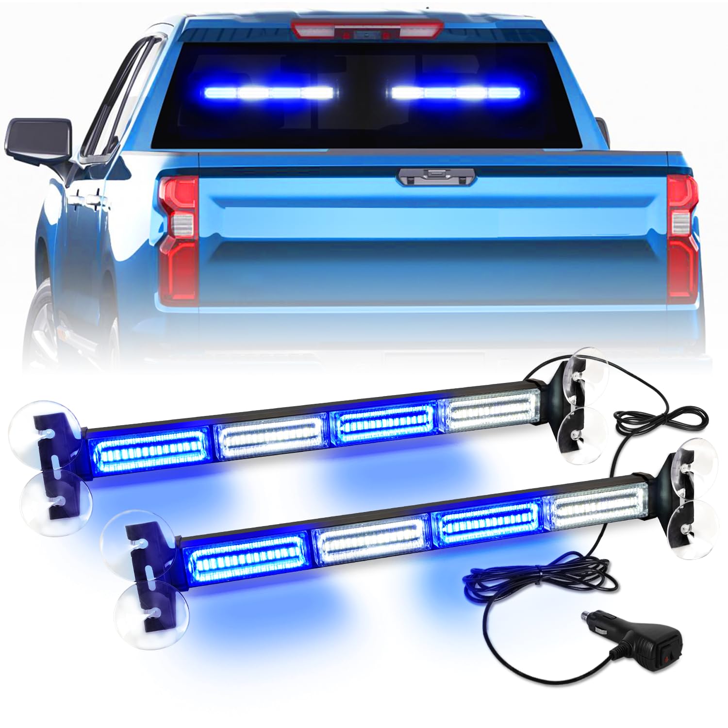 Lrter 2X17.7 Emergency Dash Lights Interior Windshield Strobe Volunteer Firefighter Lights Warning Hazard Safety Front/Rear Deck